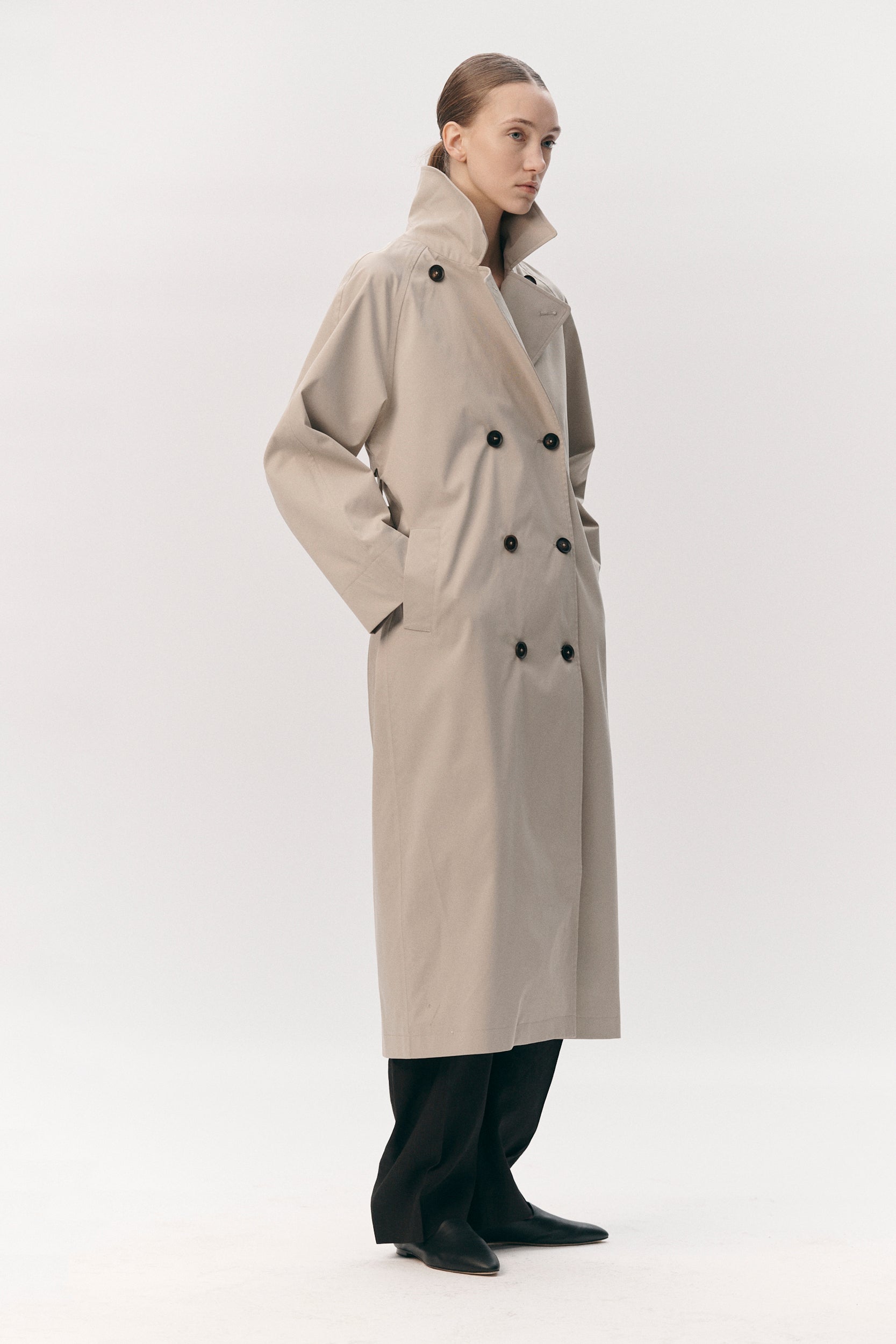ROOMY TRENCH STRETCH TWILL SS26 LIGHT ARMY