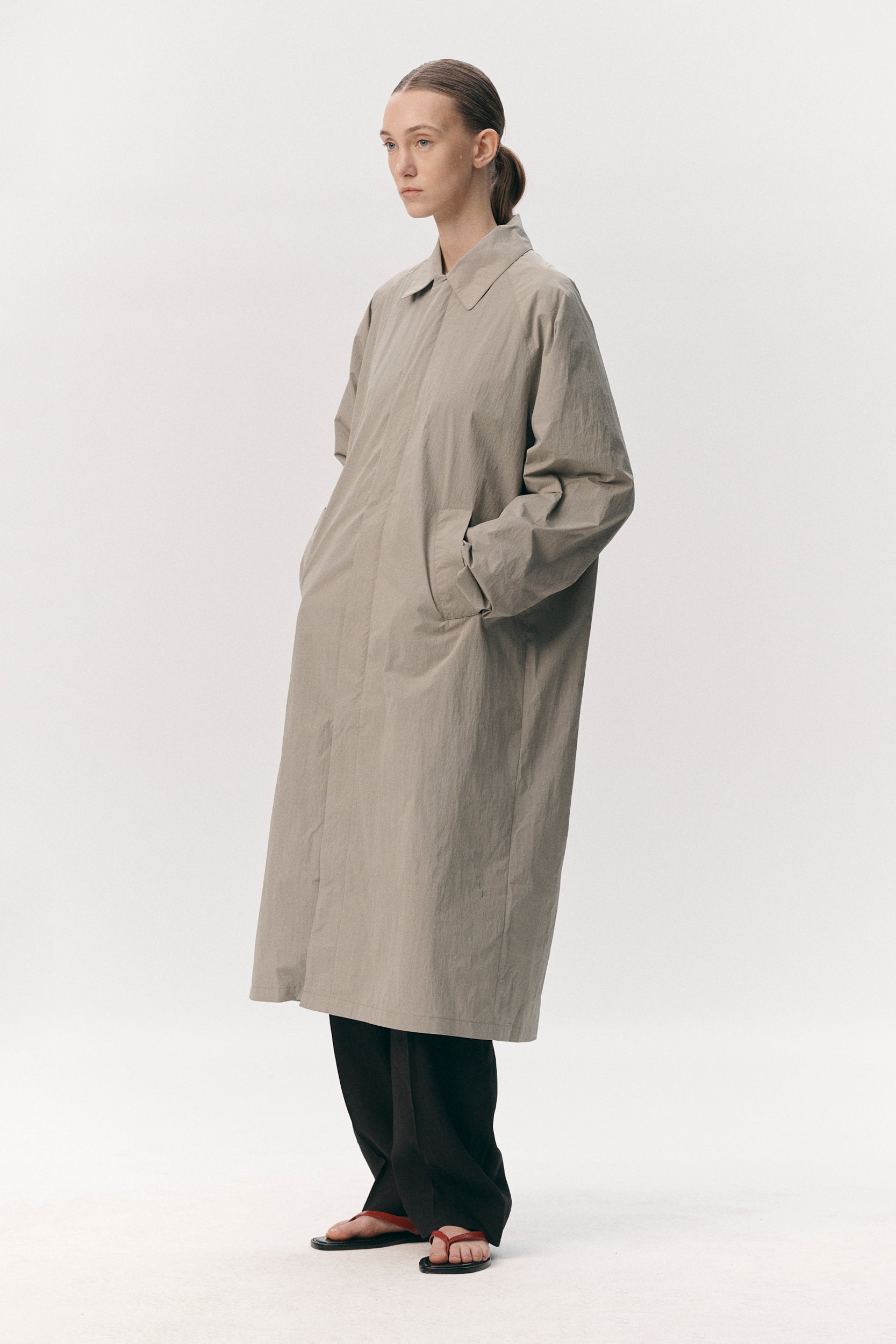 LONG COACH CRINCLE NYLON SS26 SAGE WOMEN