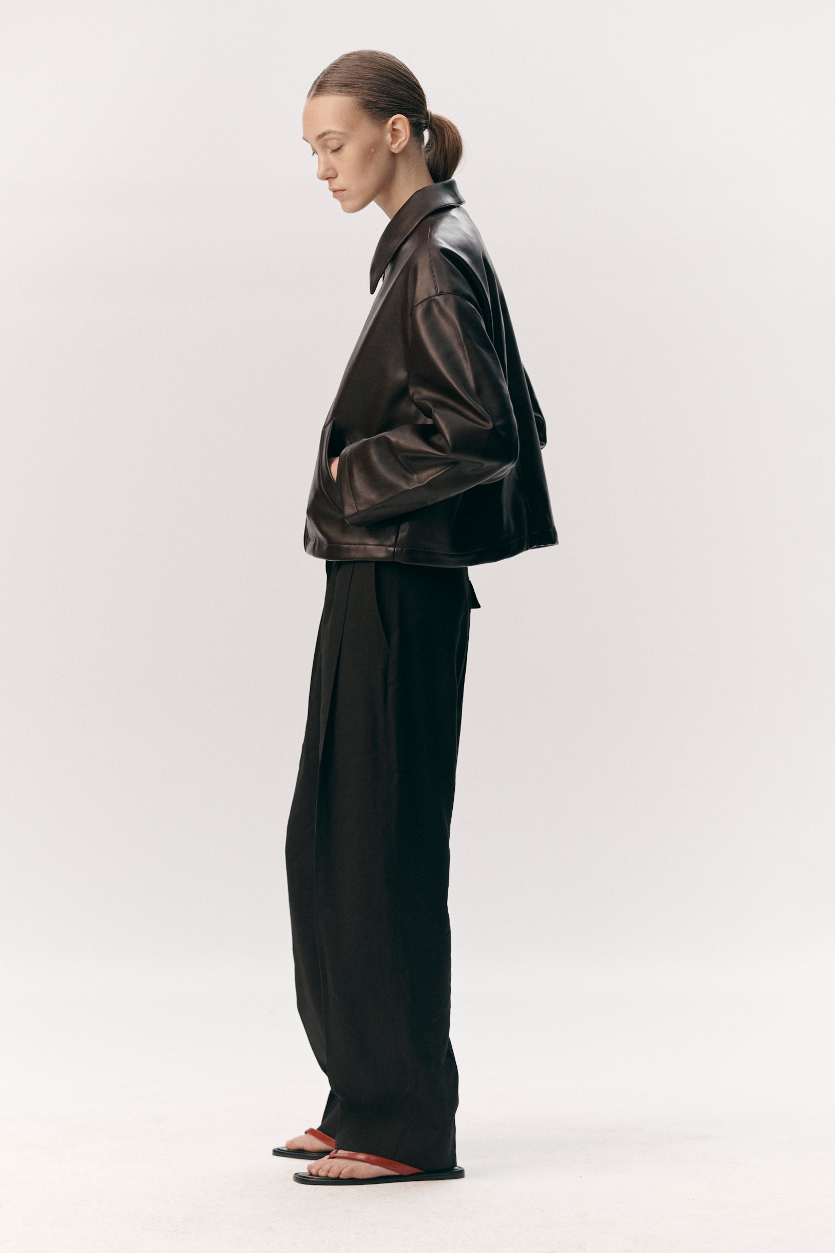 SHIRT JACKET FAUX L SS26 BROWN/ BURGUNDY