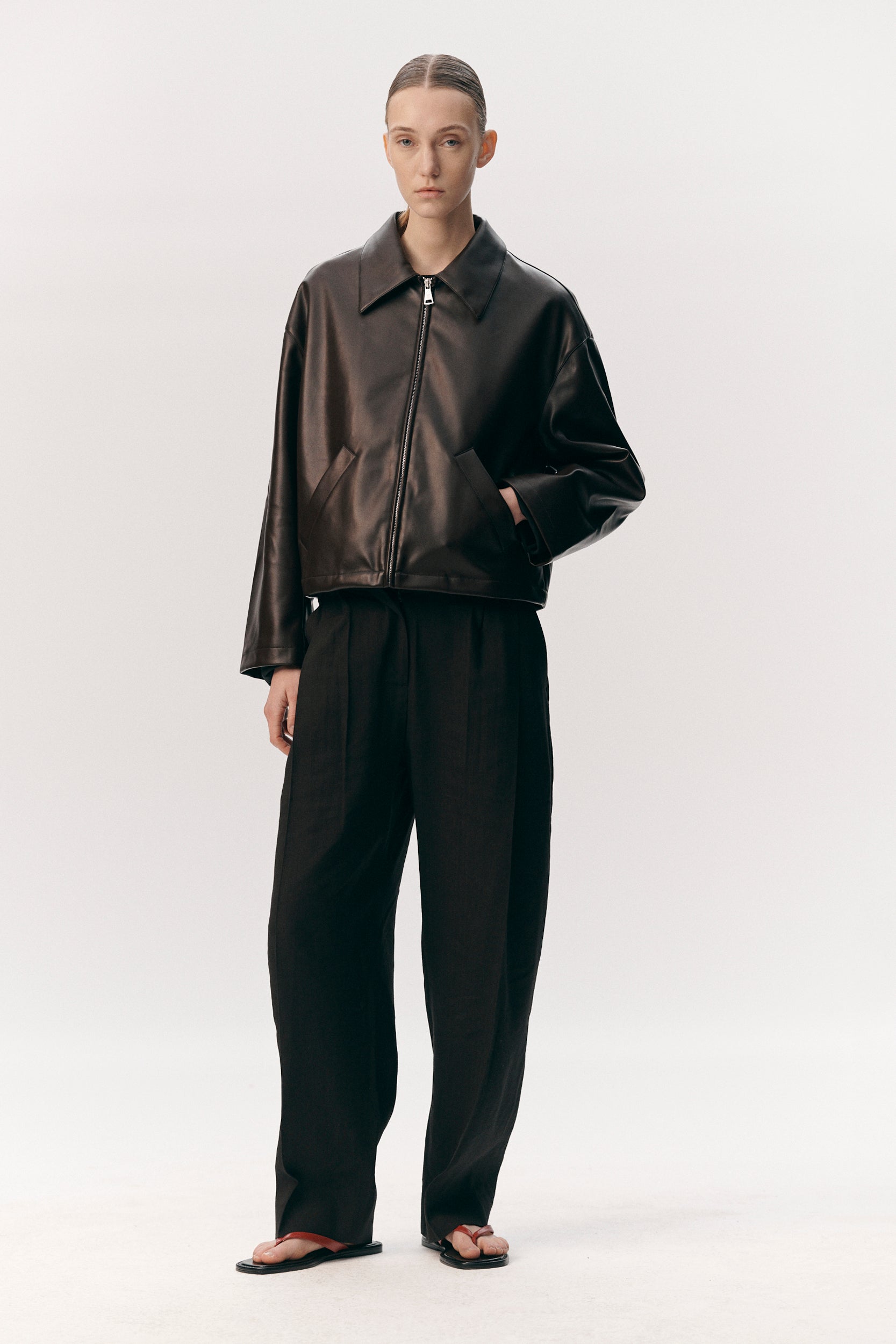 SHIRT JACKET FAUX L SS26 BROWN/ BURGUNDY