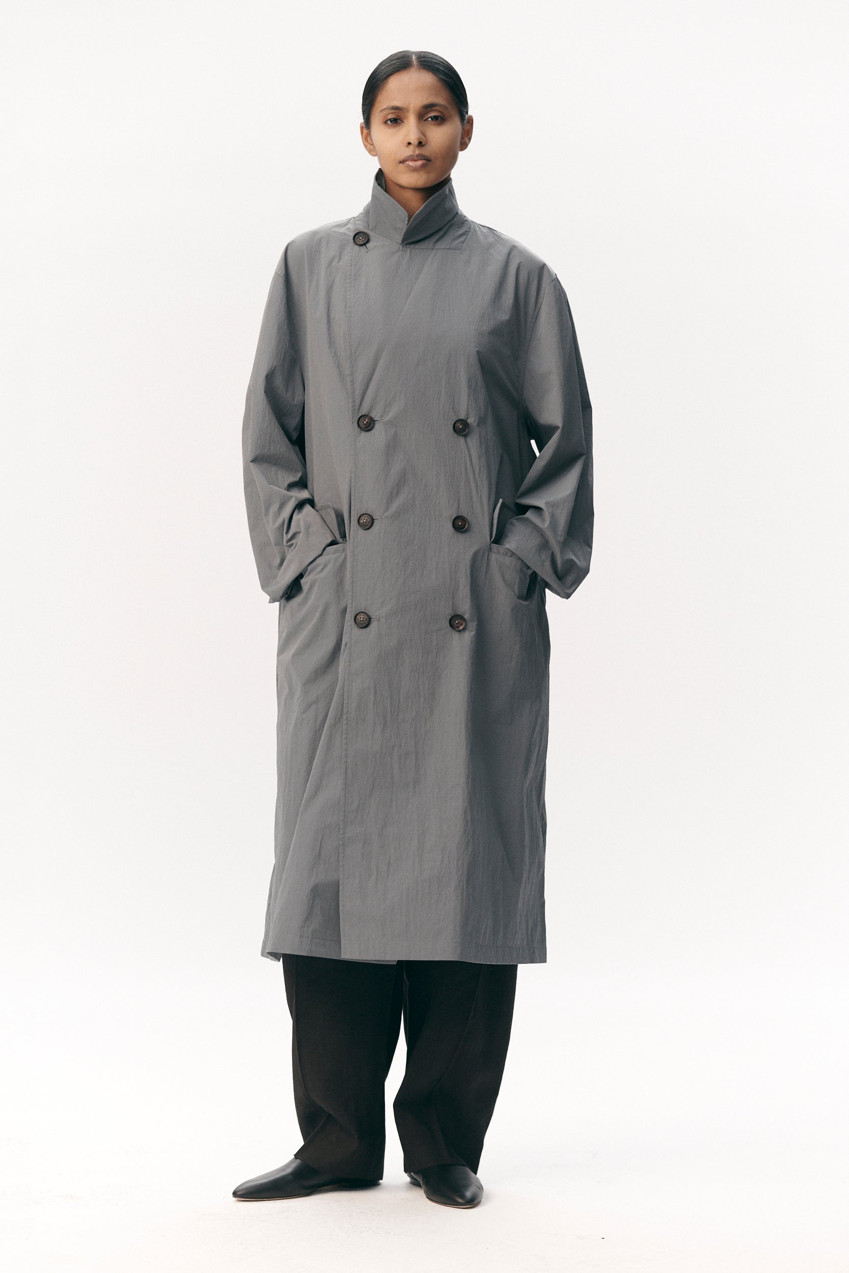 SHUVA C CRINCLE NYLON SS26 GREY BLUE WOMEN