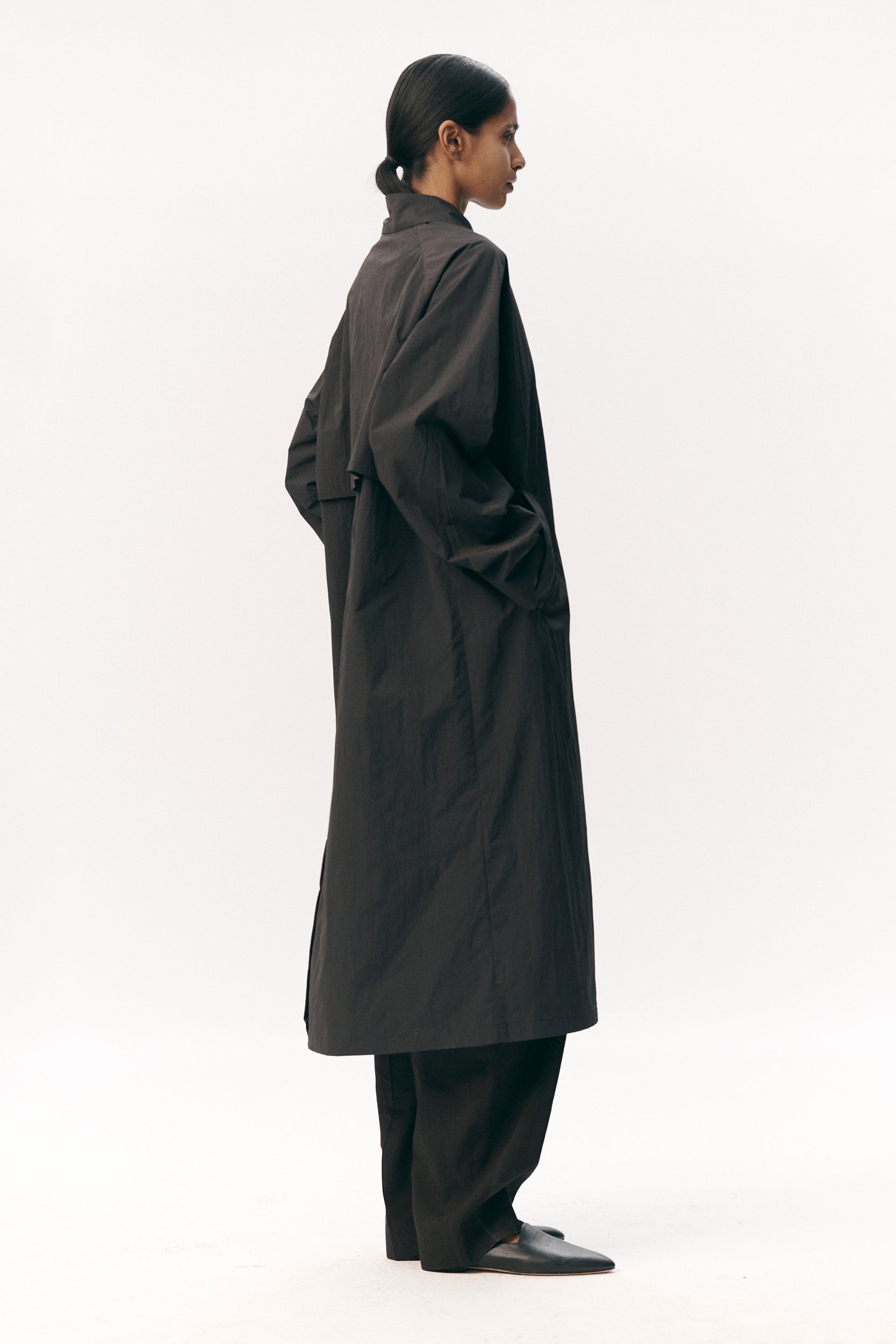 LONG COACH CRINCLE NYLON SS26 BLACK WOMEN