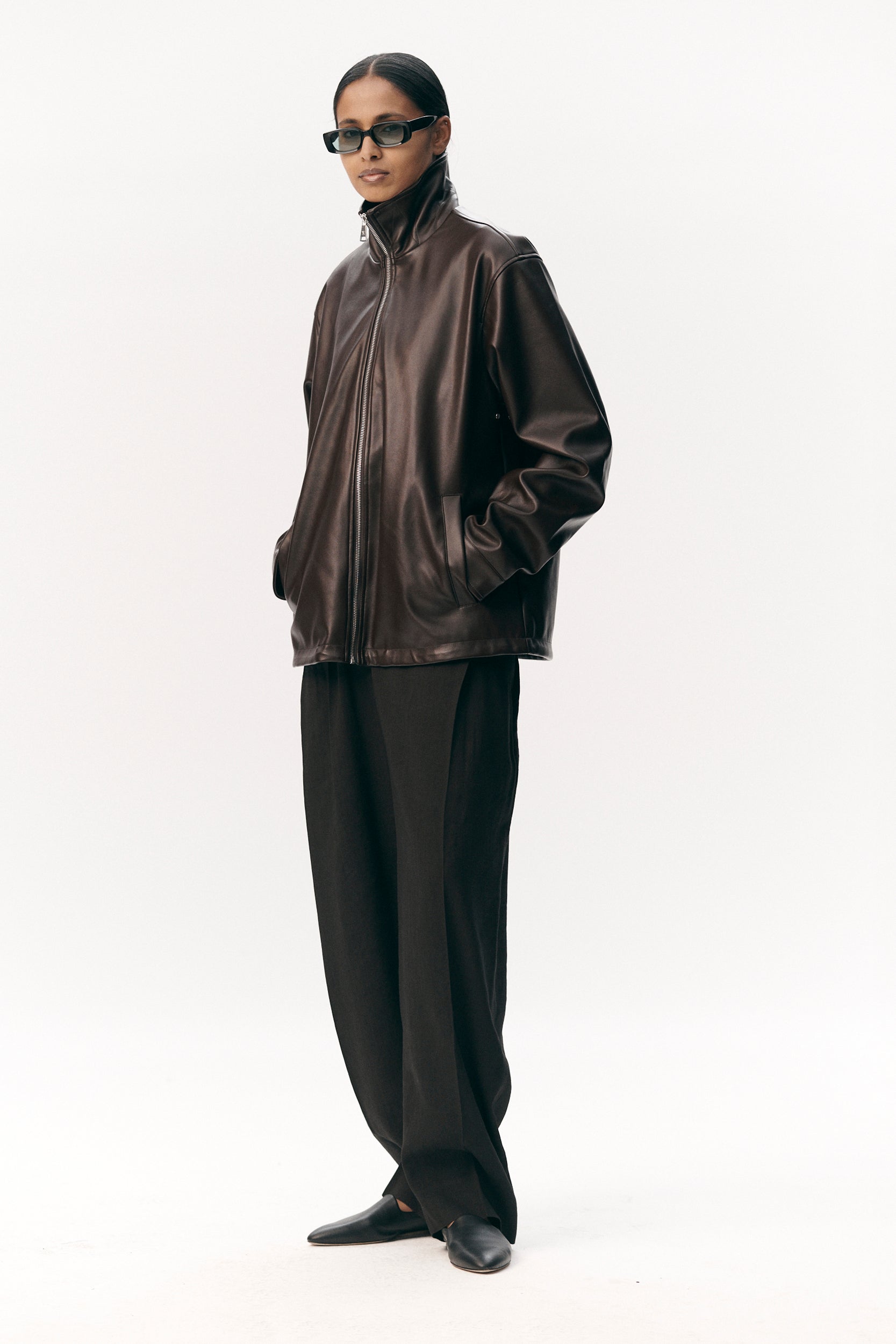 ZIP UP FAUX L SS26 DARK CHOCOLATE WOMEN