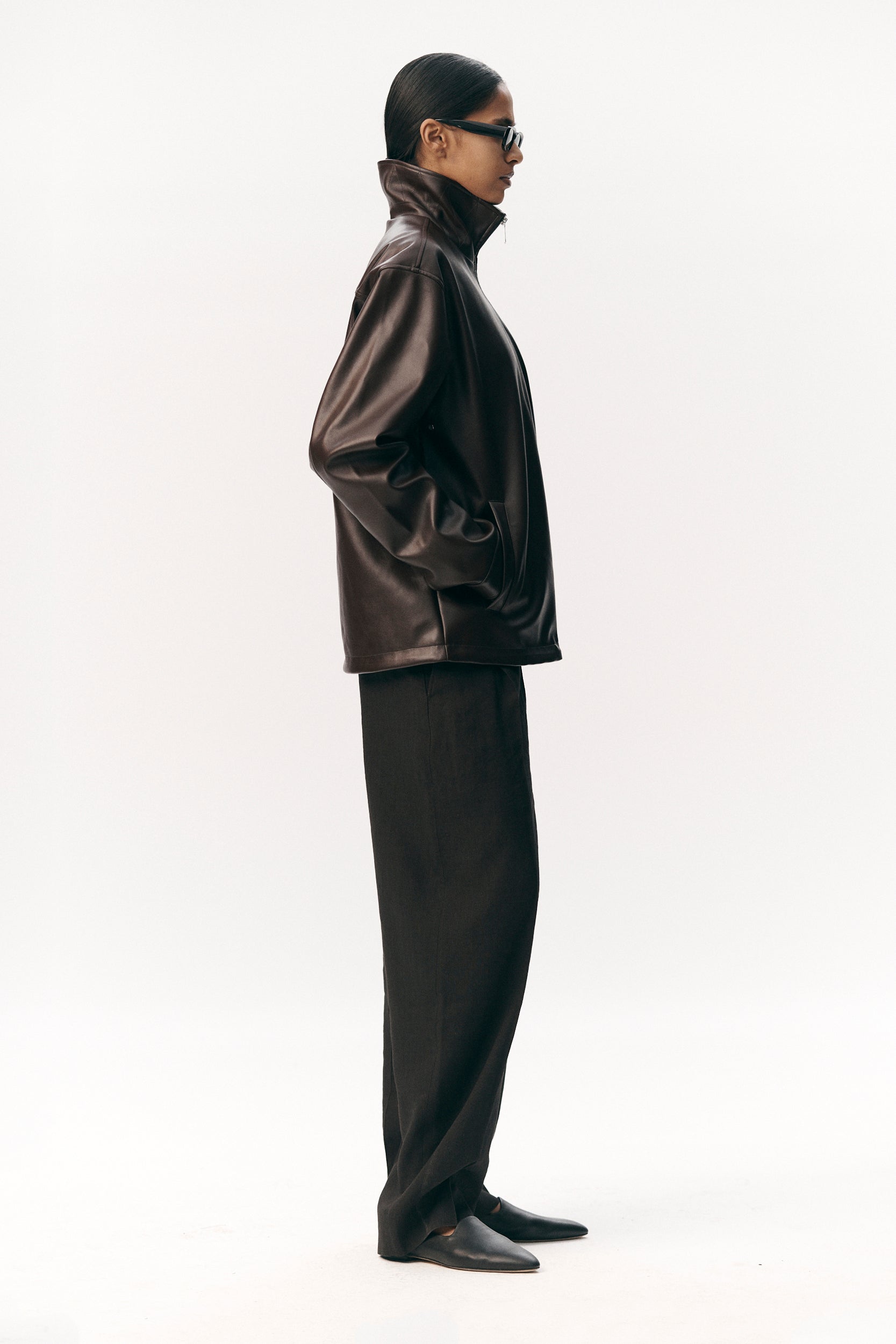ZIP UP FAUX L SS26 DARK CHOCOLATE WOMEN