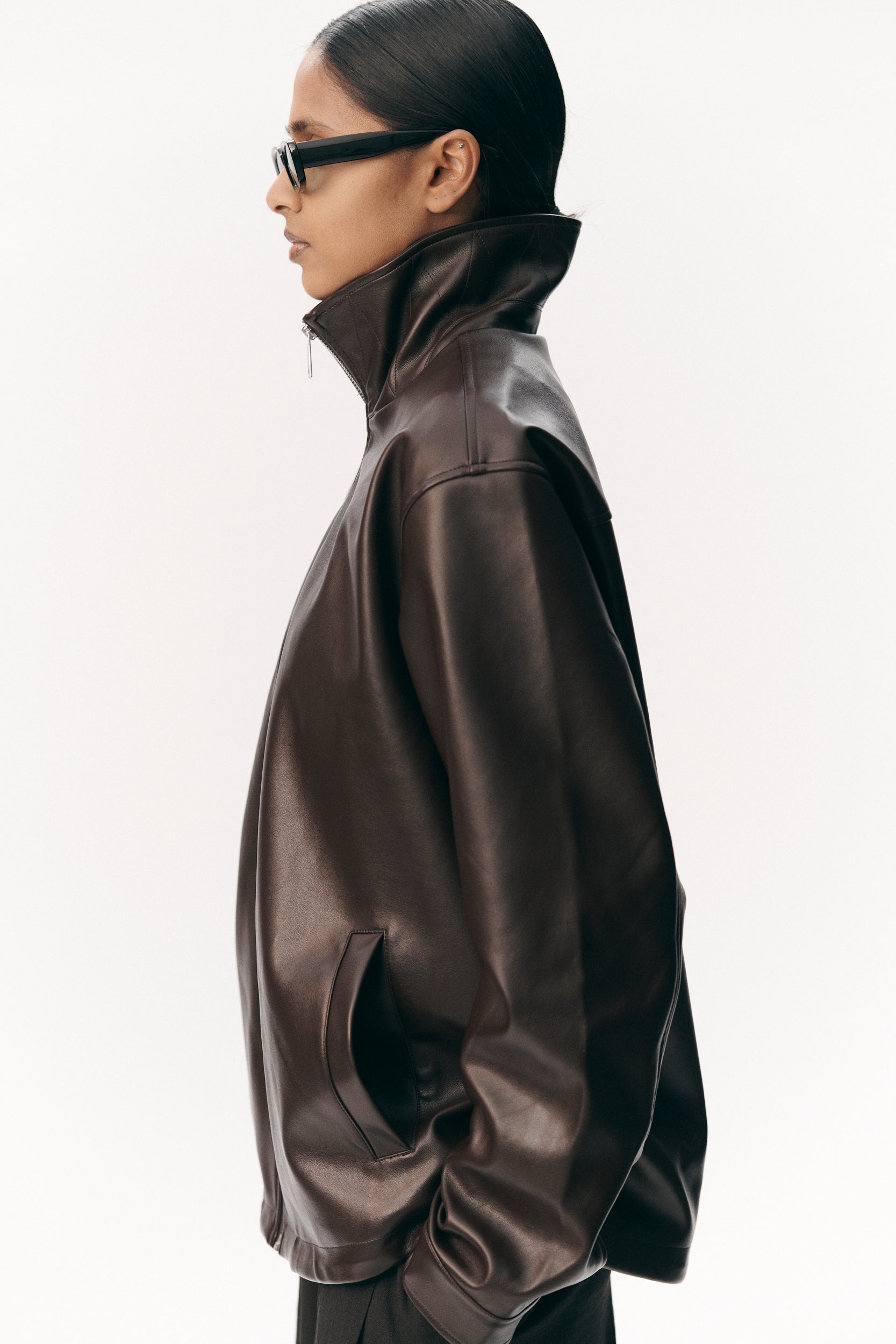 ZIP UP FAUX L SS26 DARK CHOCOLATE WOMEN