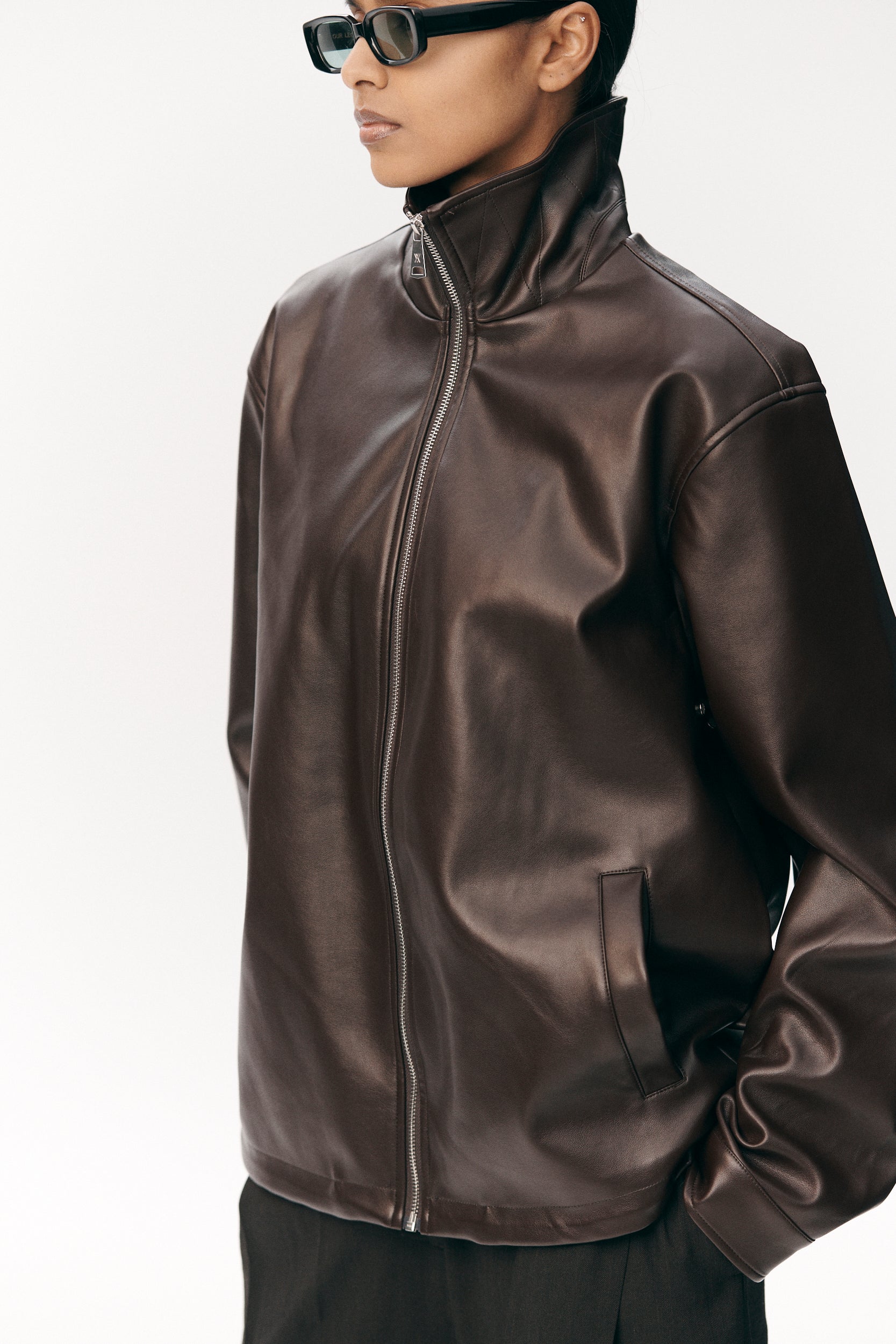 ZIP UP FAUX L SS26 DARK CHOCOLATE WOMEN