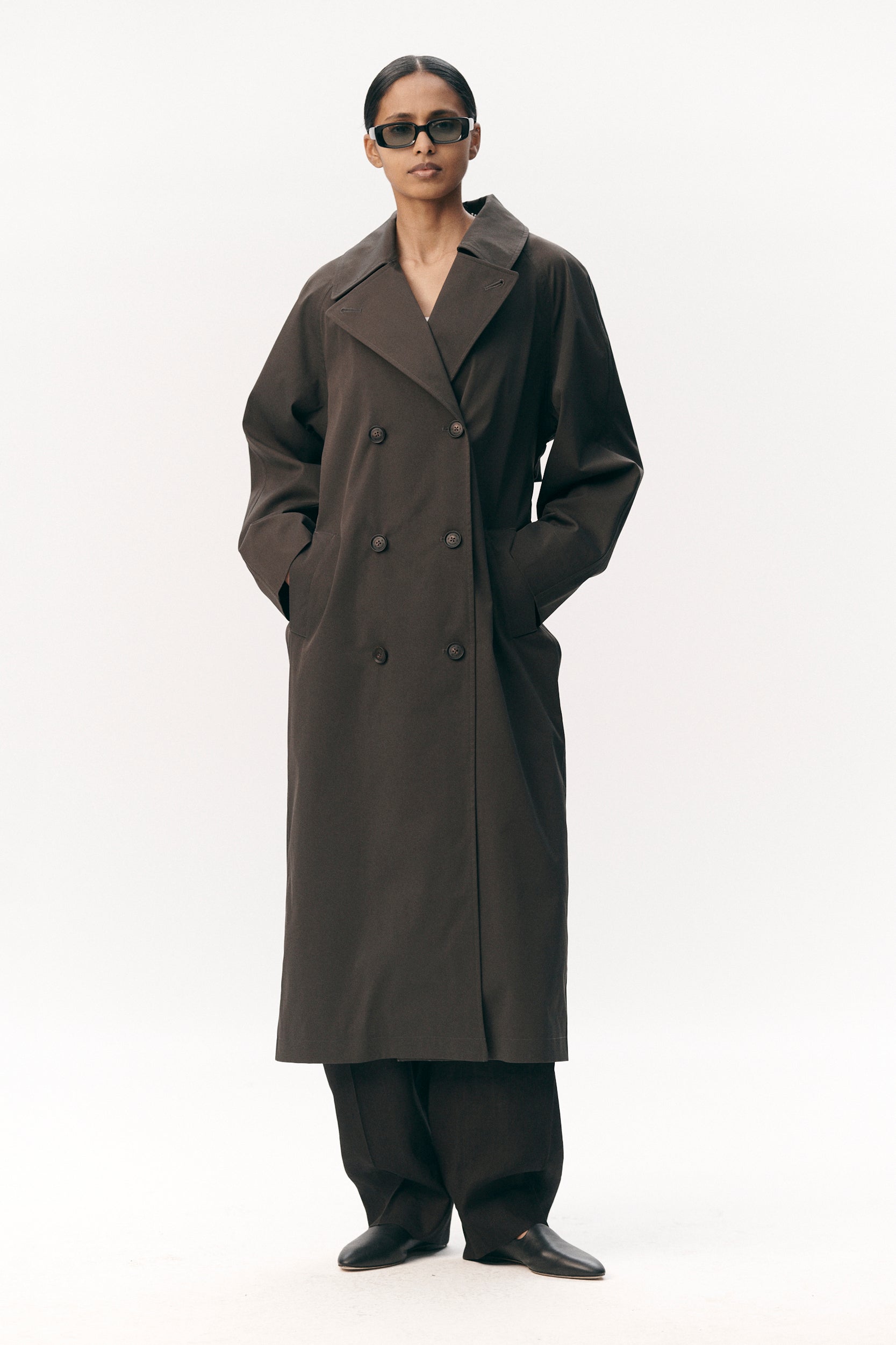 ROOMY TRENCH STRETCH TWILL SS26 FADED COFFEE