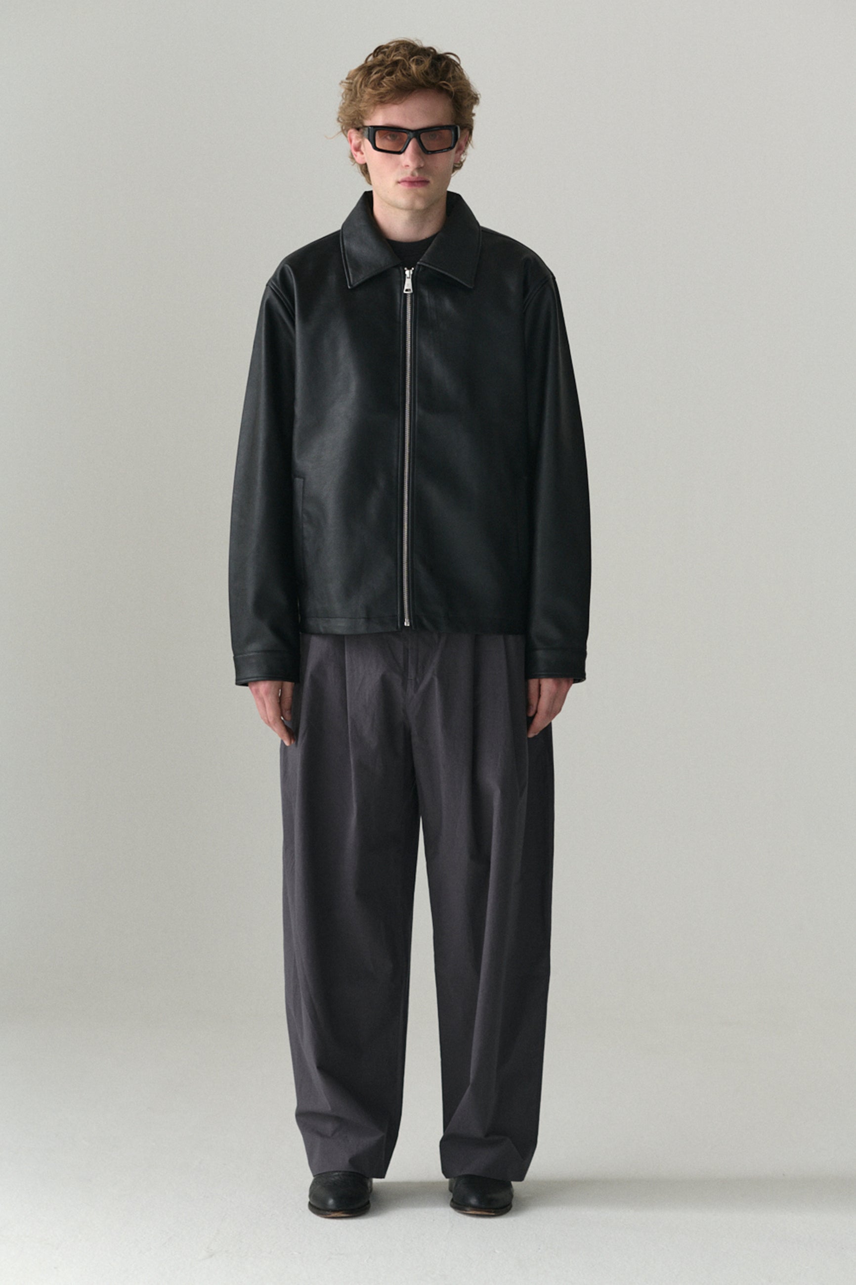 ZIP UP FAUX L SS25 BLACK MENS