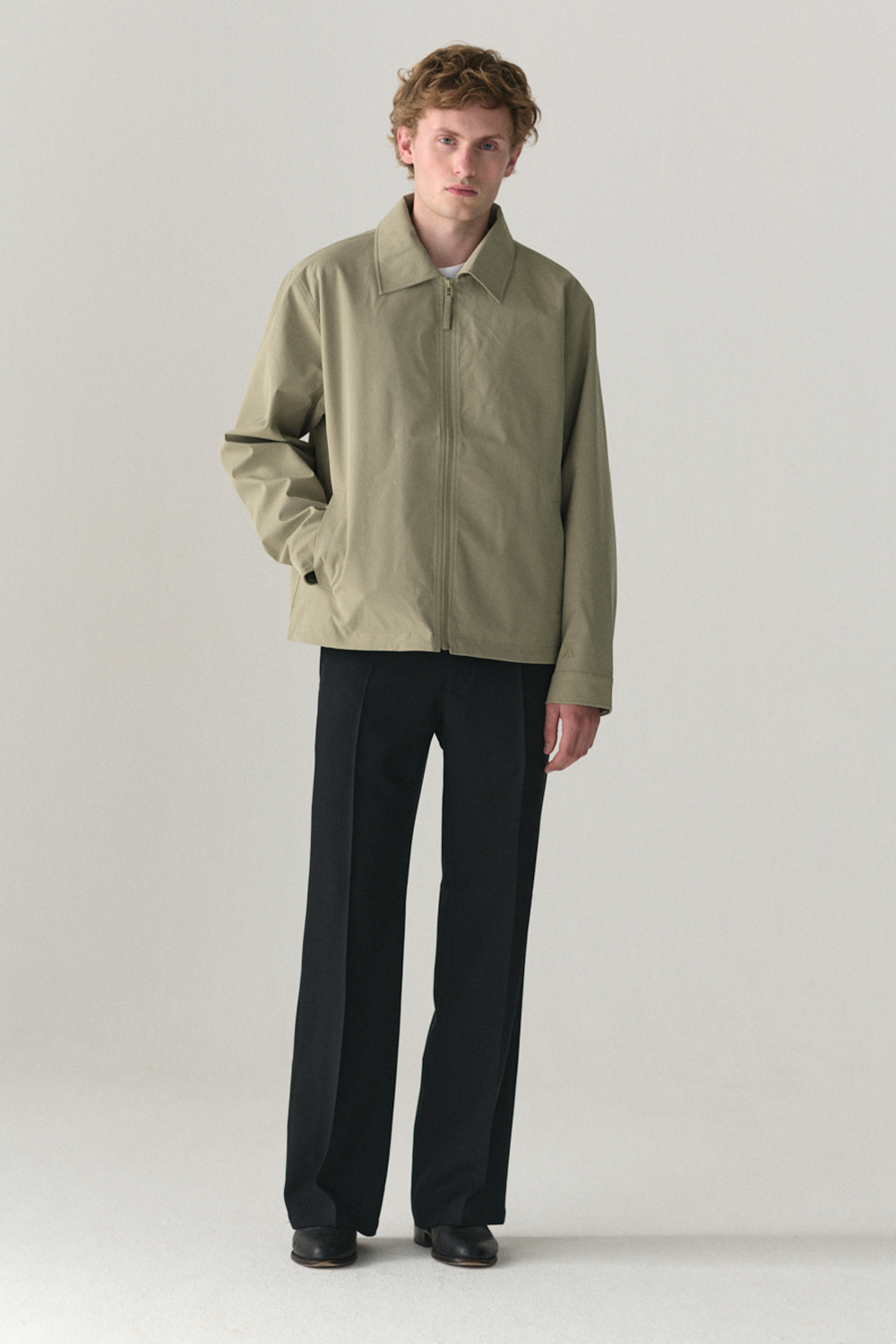 ZIP UP CK CRINCLE SS25 LIGHT ARMY