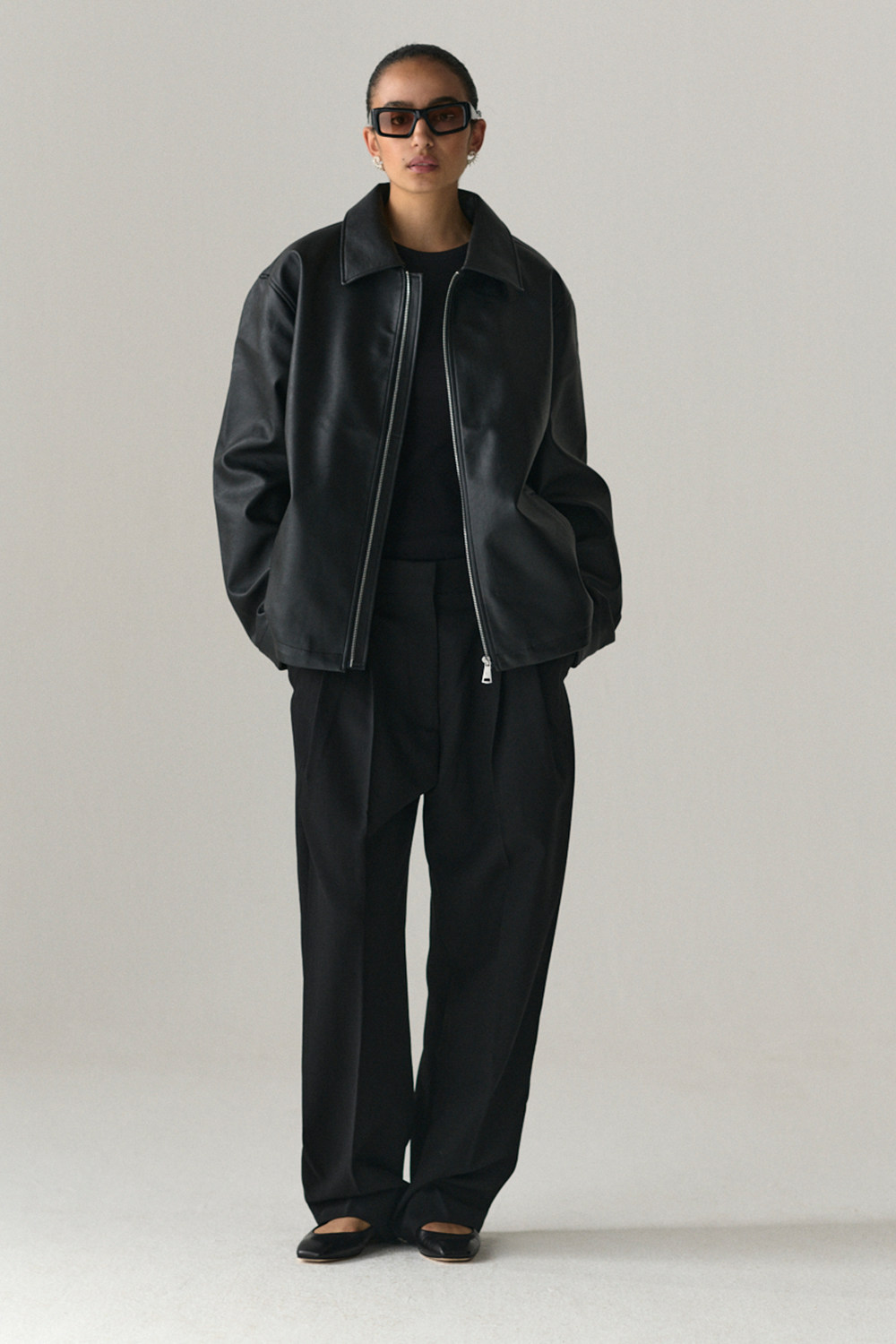 ZIP UP FAUX L SS25 BLACK WOMENS
