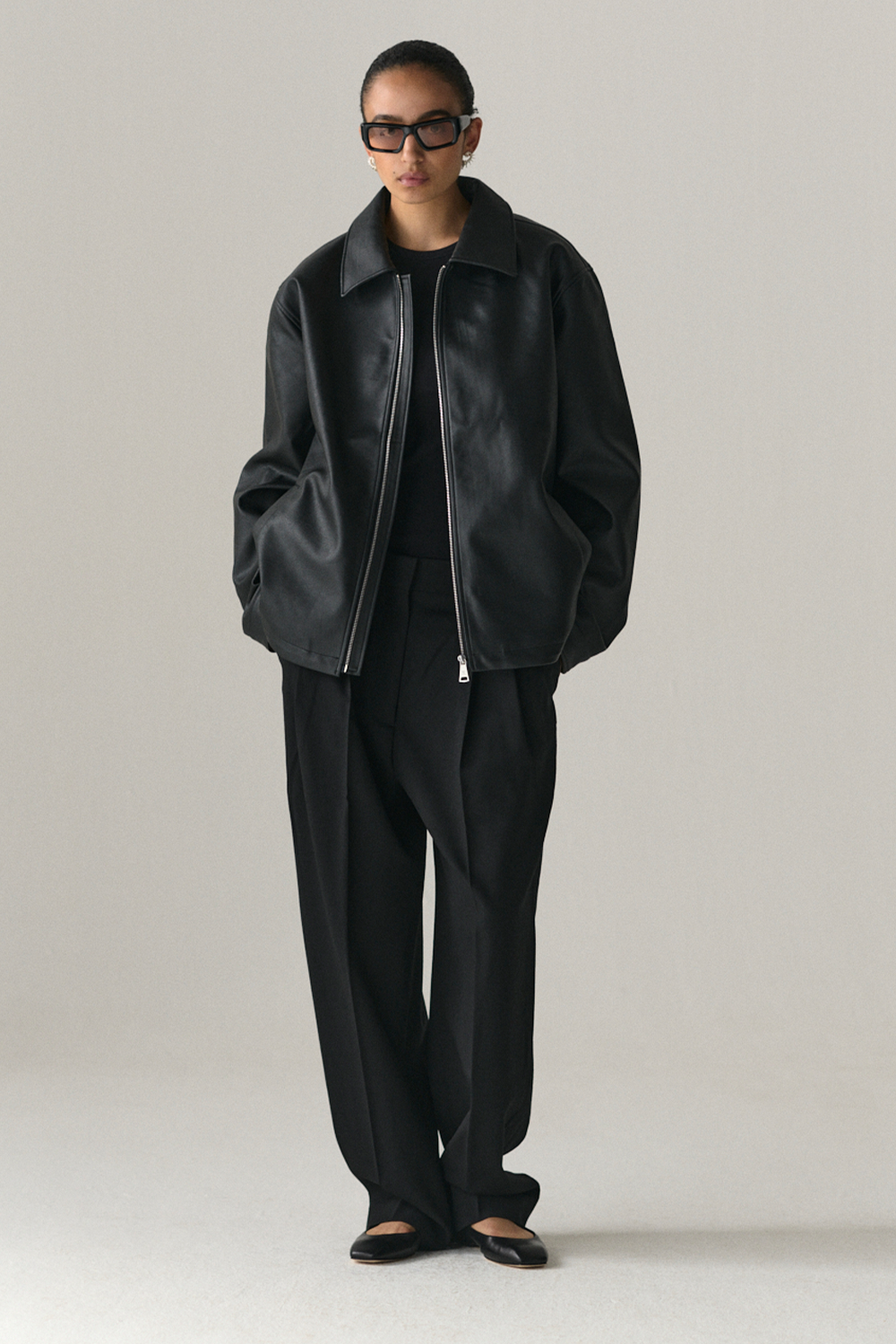ZIP UP FAUX L SS25 BLACK WOMENS