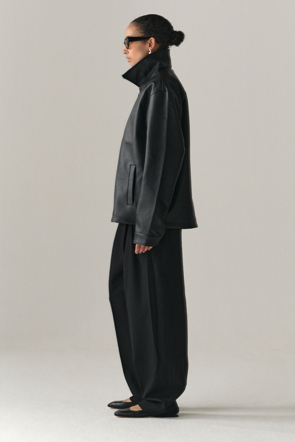 ZIP UP FAUX L SS25 BLACK WOMENS