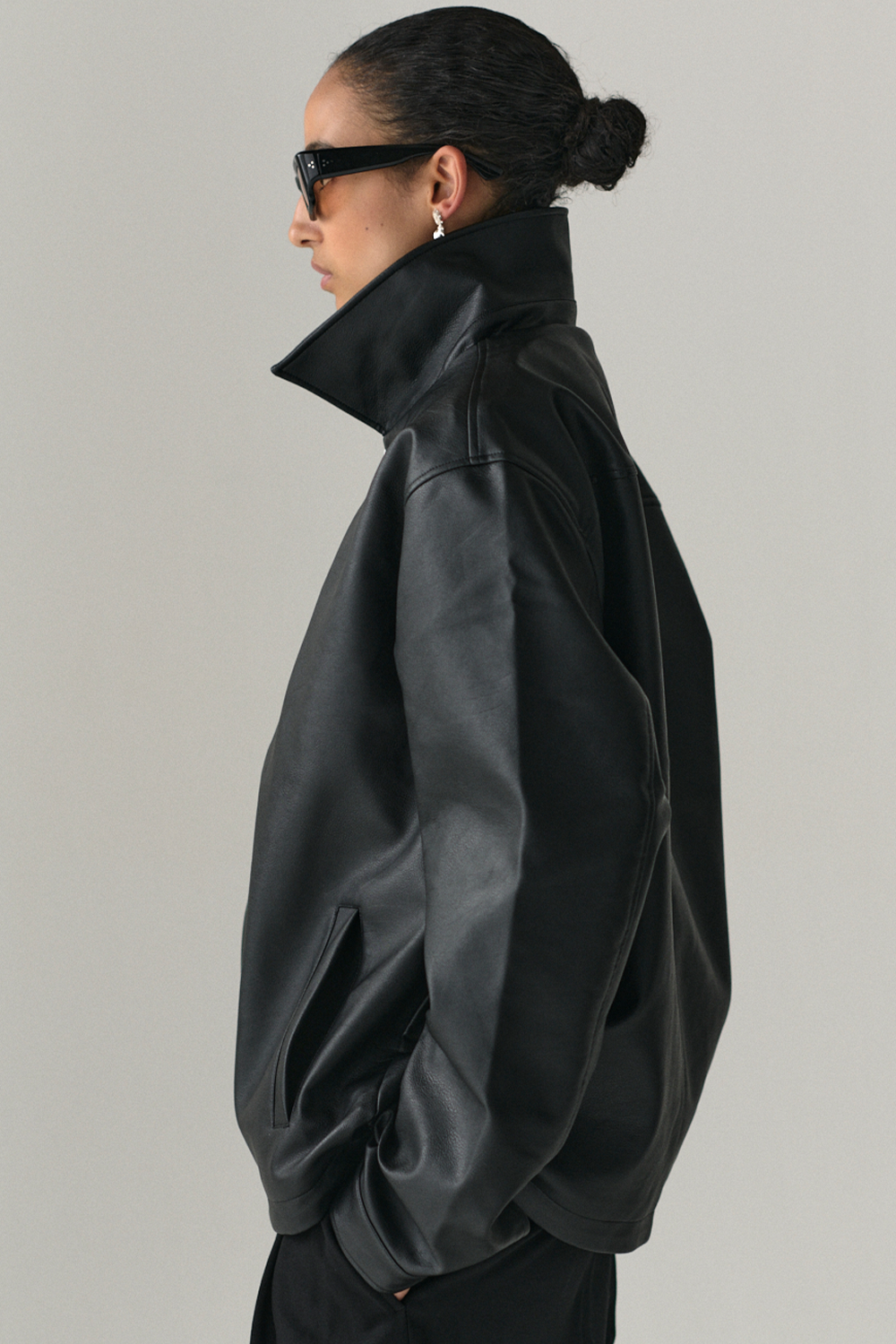 ZIP UP FAUX L SS25 BLACK WOMENS