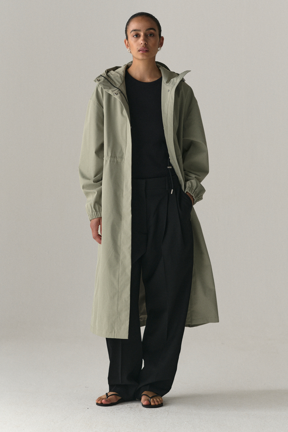 ROOMY LONG TUBE TWILL SS25 LIGHT GREY ARMY