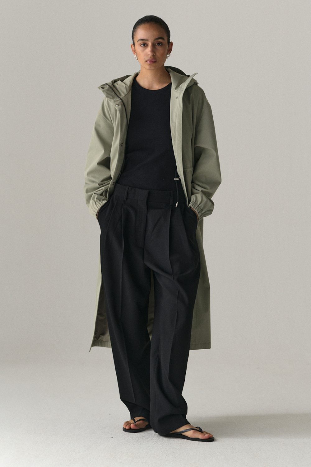 ROOMY LONG TUBE TWILL SS25 LIGHT GREY ARMY