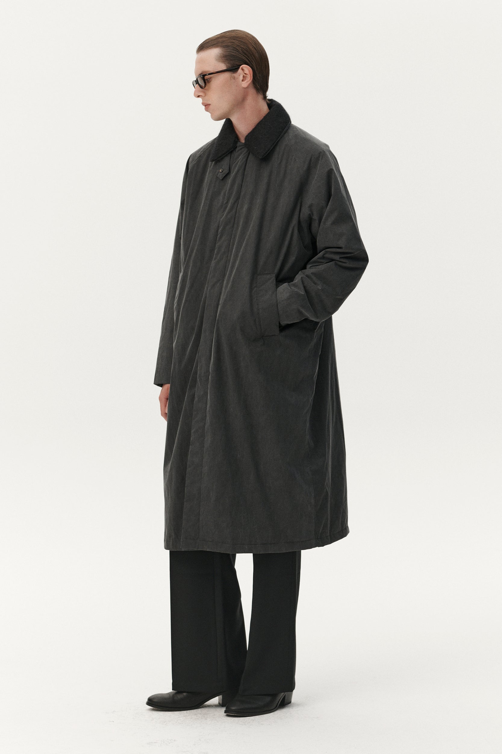 LONG COACH WASHED AW25 WASHED BLACK MENS