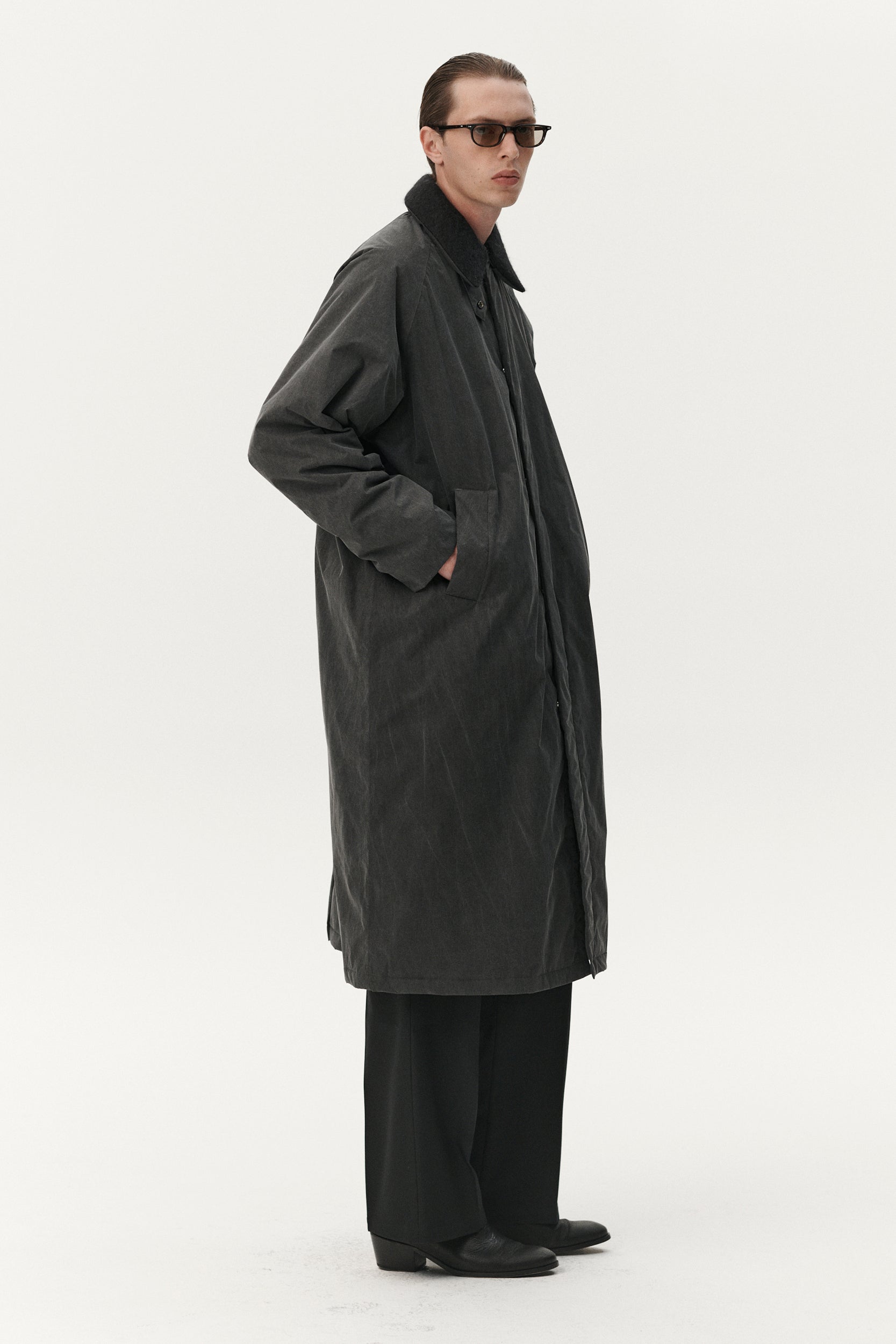 LONG COACH WASHED AW25 WASHED BLACK MENS