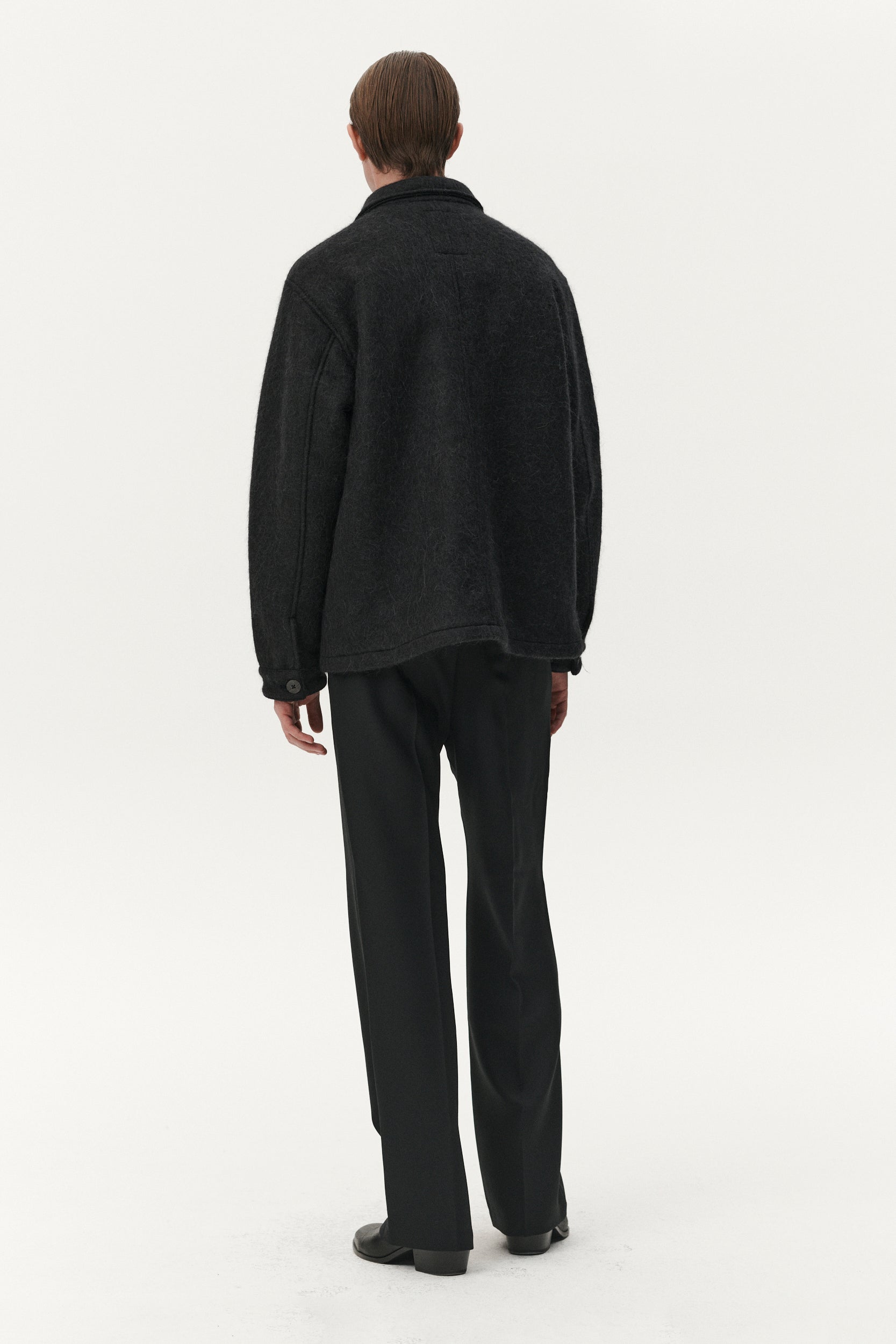 ZIP UP BONDED HAIRY WOOL AW25 BLACK