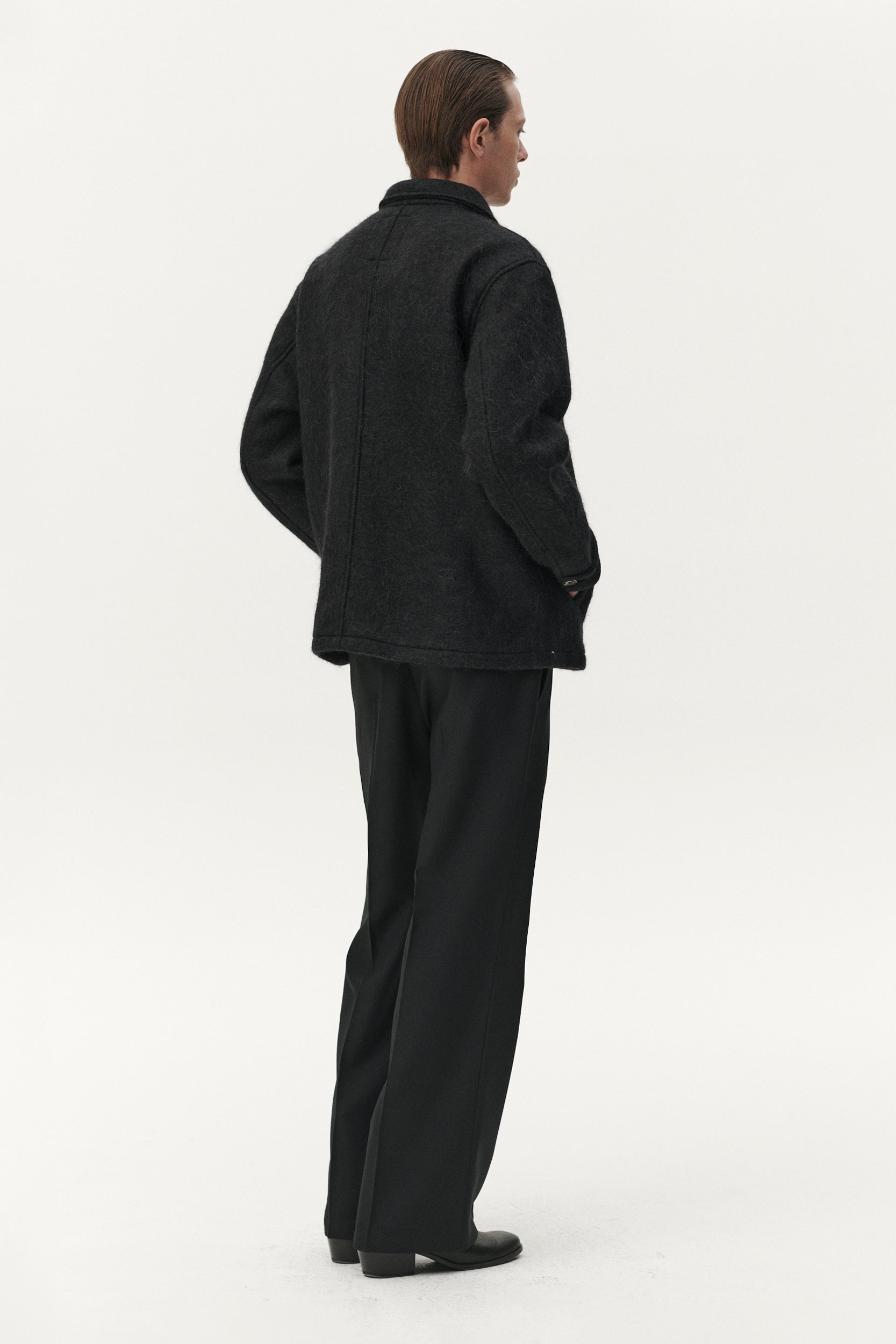 ZIP UP BONDED HAIRY WOOL AW25 BLACK