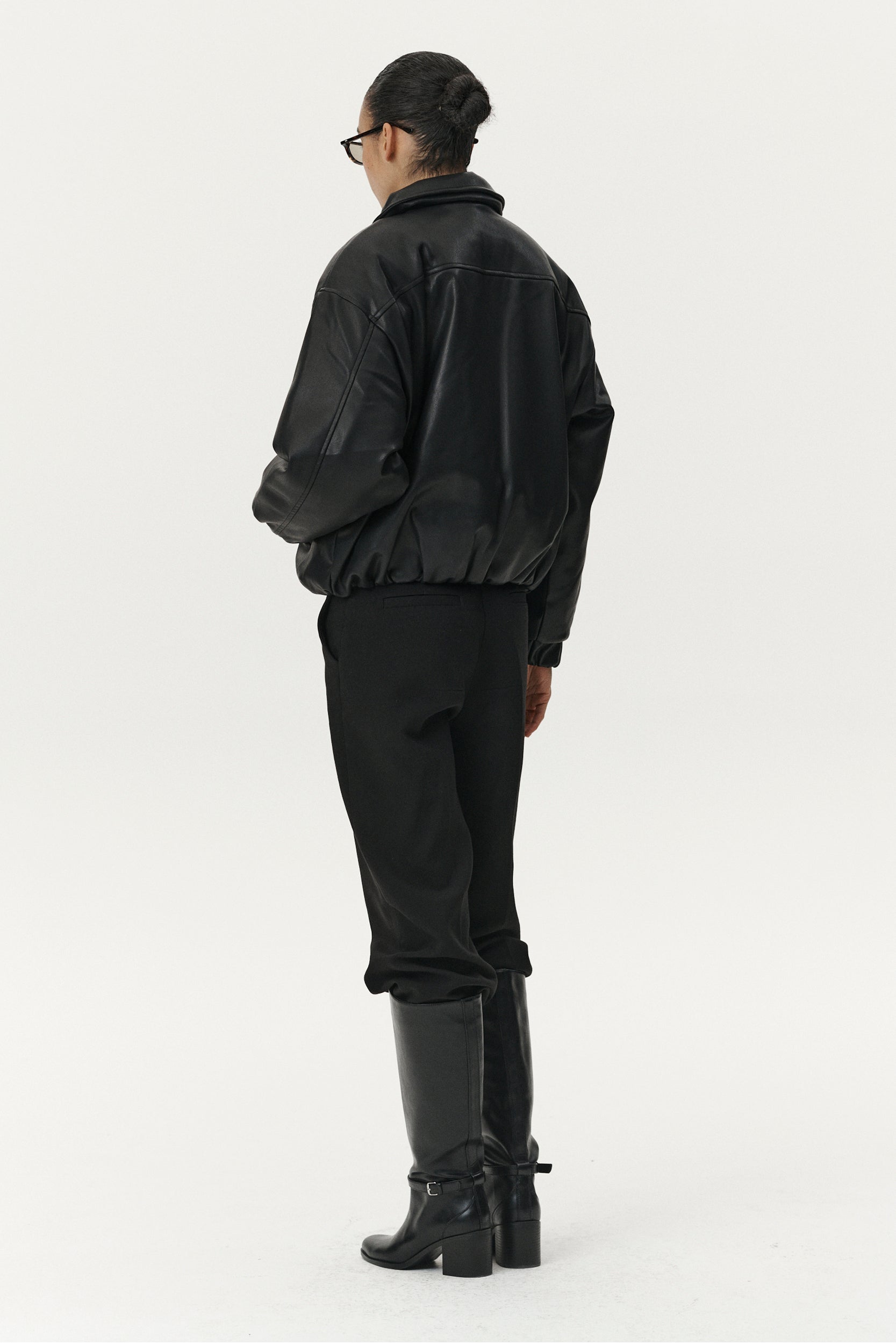 BOMBER FAUX LEATHER AW25 BLACK WOMENS