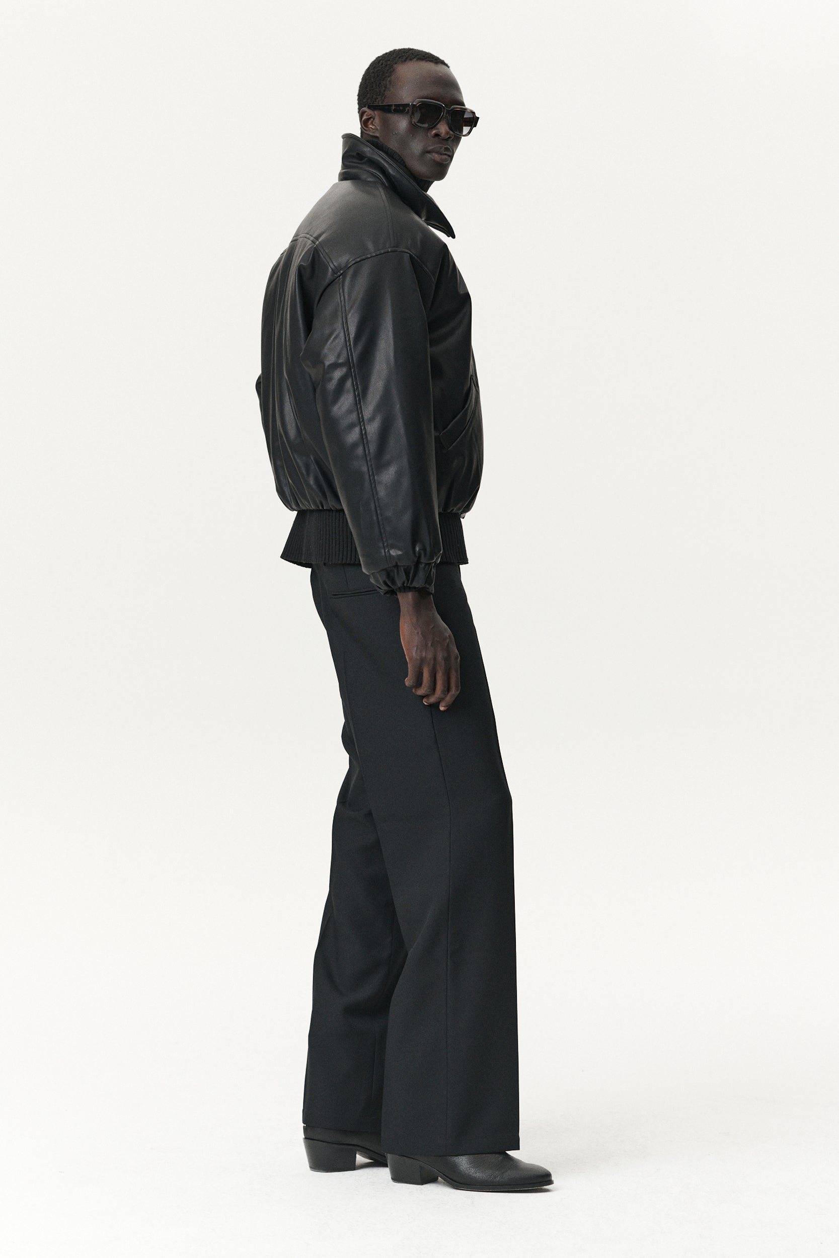 BOMBER FAUX LEATHER AW25 BLACK MENS
