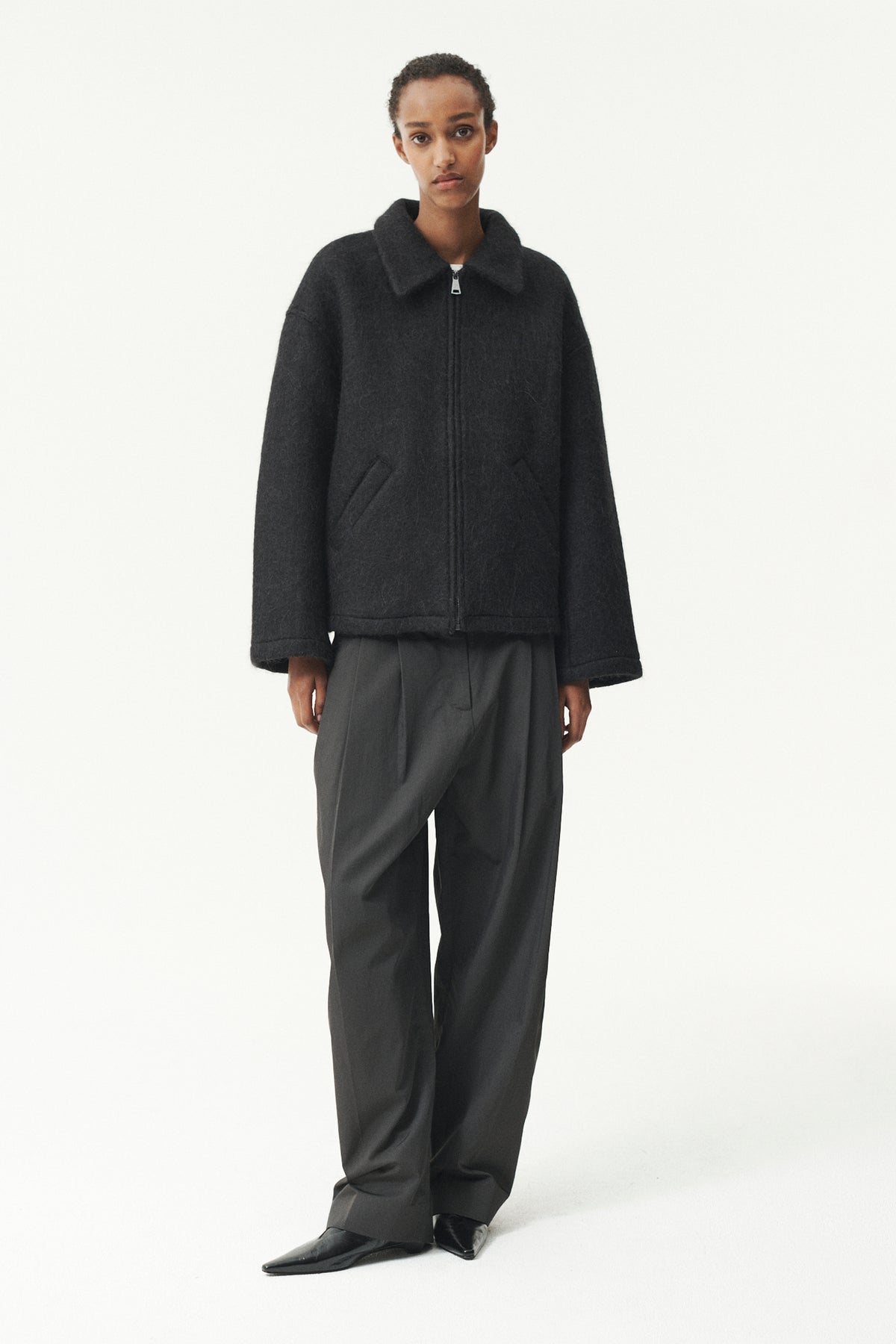 SHIRT JACKET FUZZY WOOL BOND AW26 BLACK
