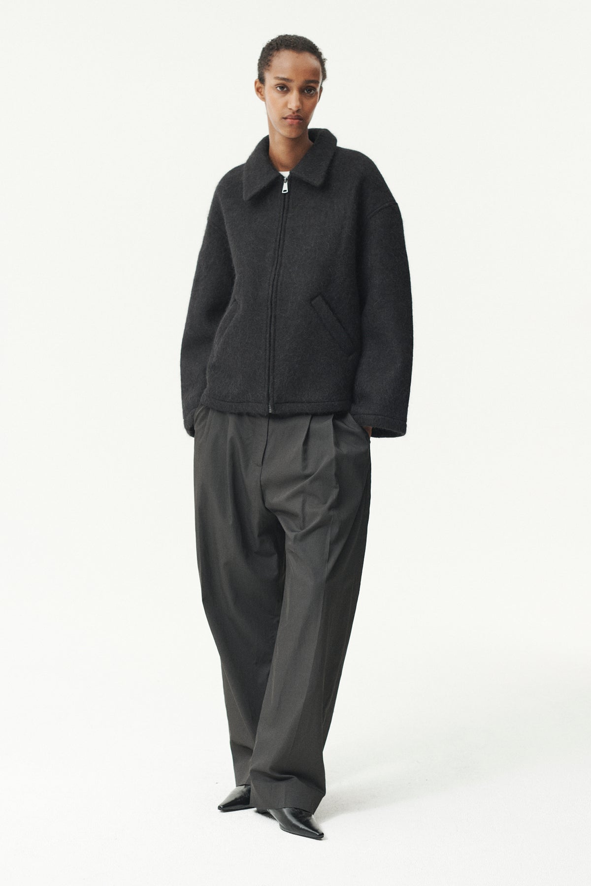 SHIRT JACKET FUZZY WOOL BOND AW26 BLACK