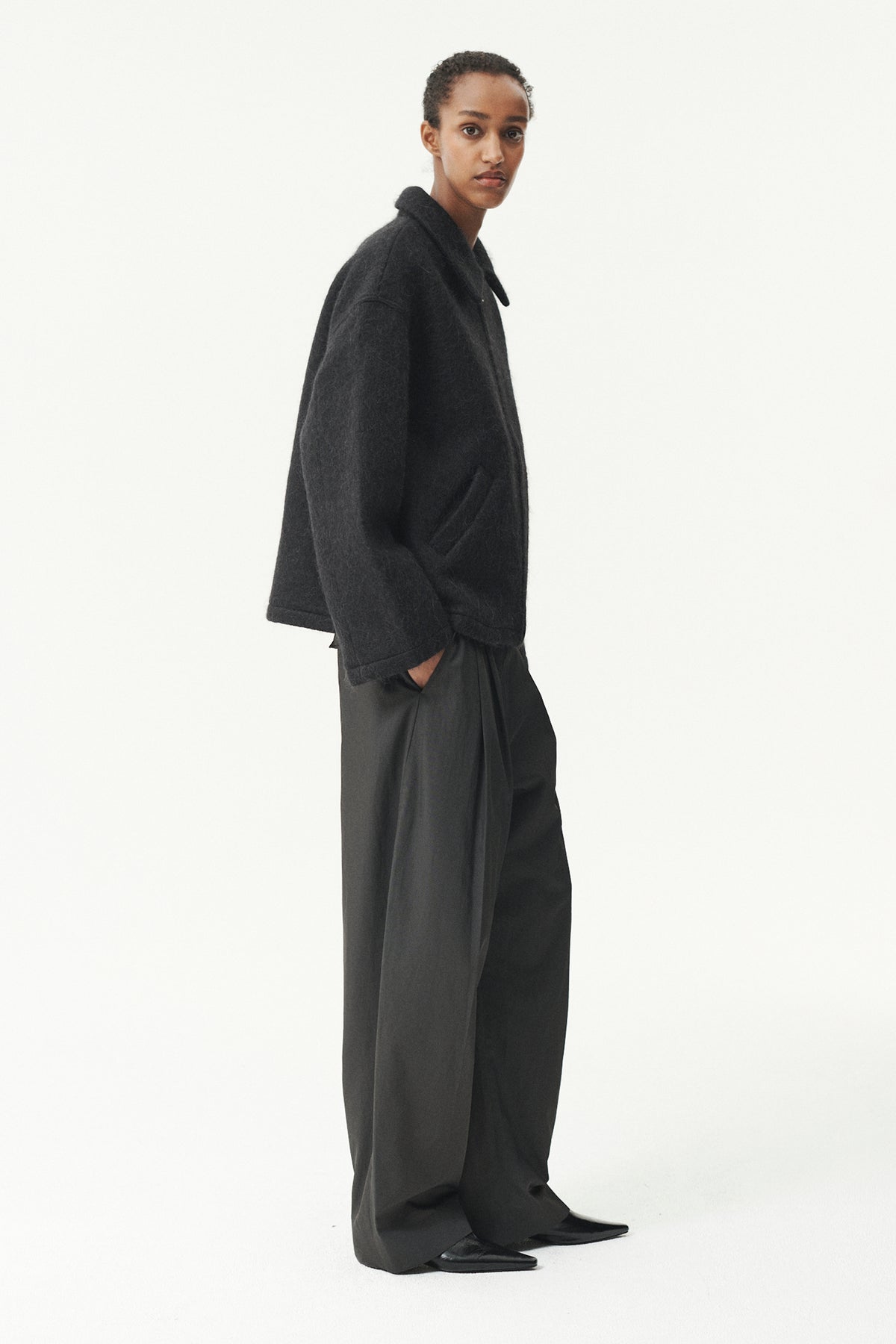 SHIRT JACKET FUZZY WOOL BOND AW26 BLACK