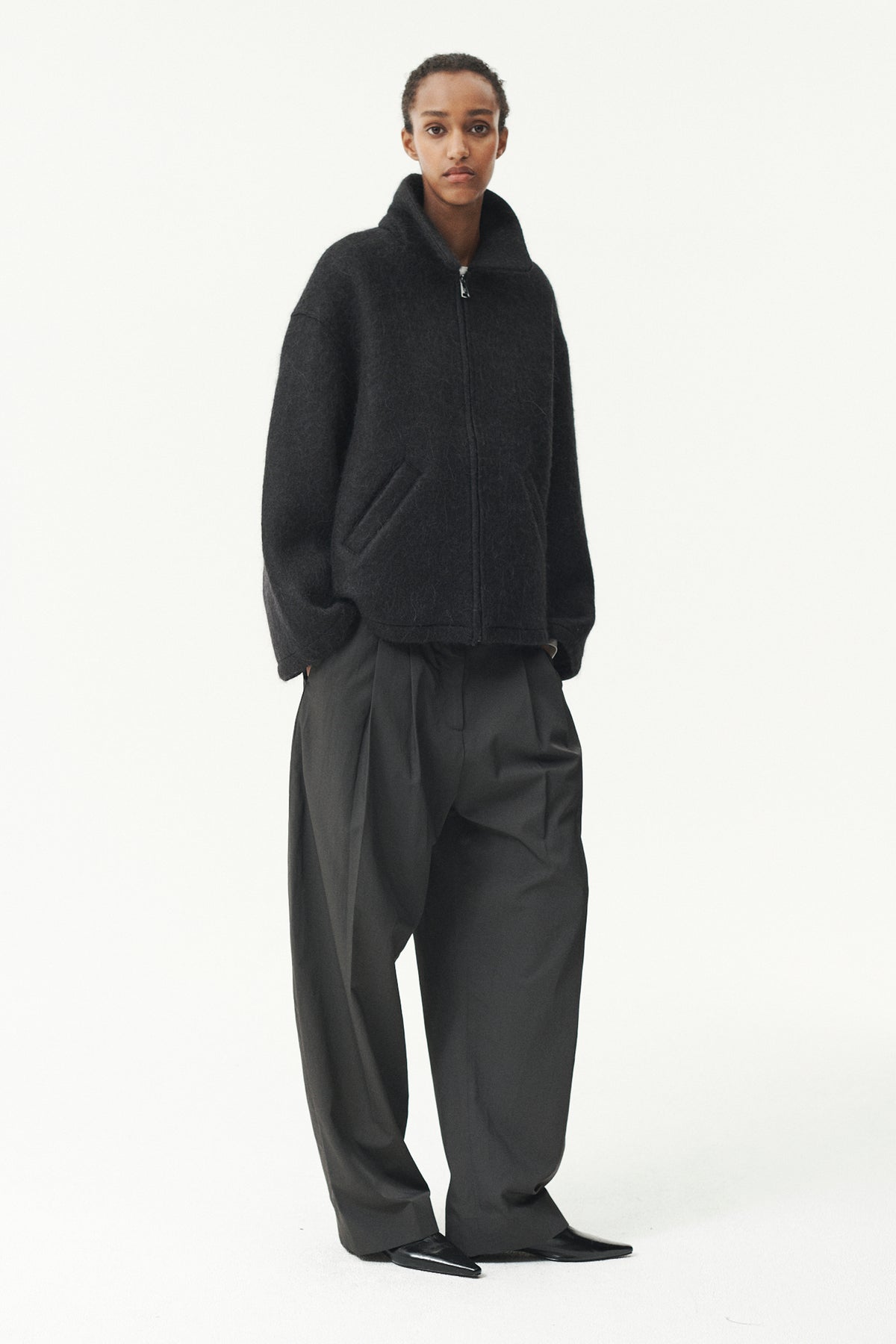 SHIRT JACKET FUZZY WOOL BOND AW26 BLACK