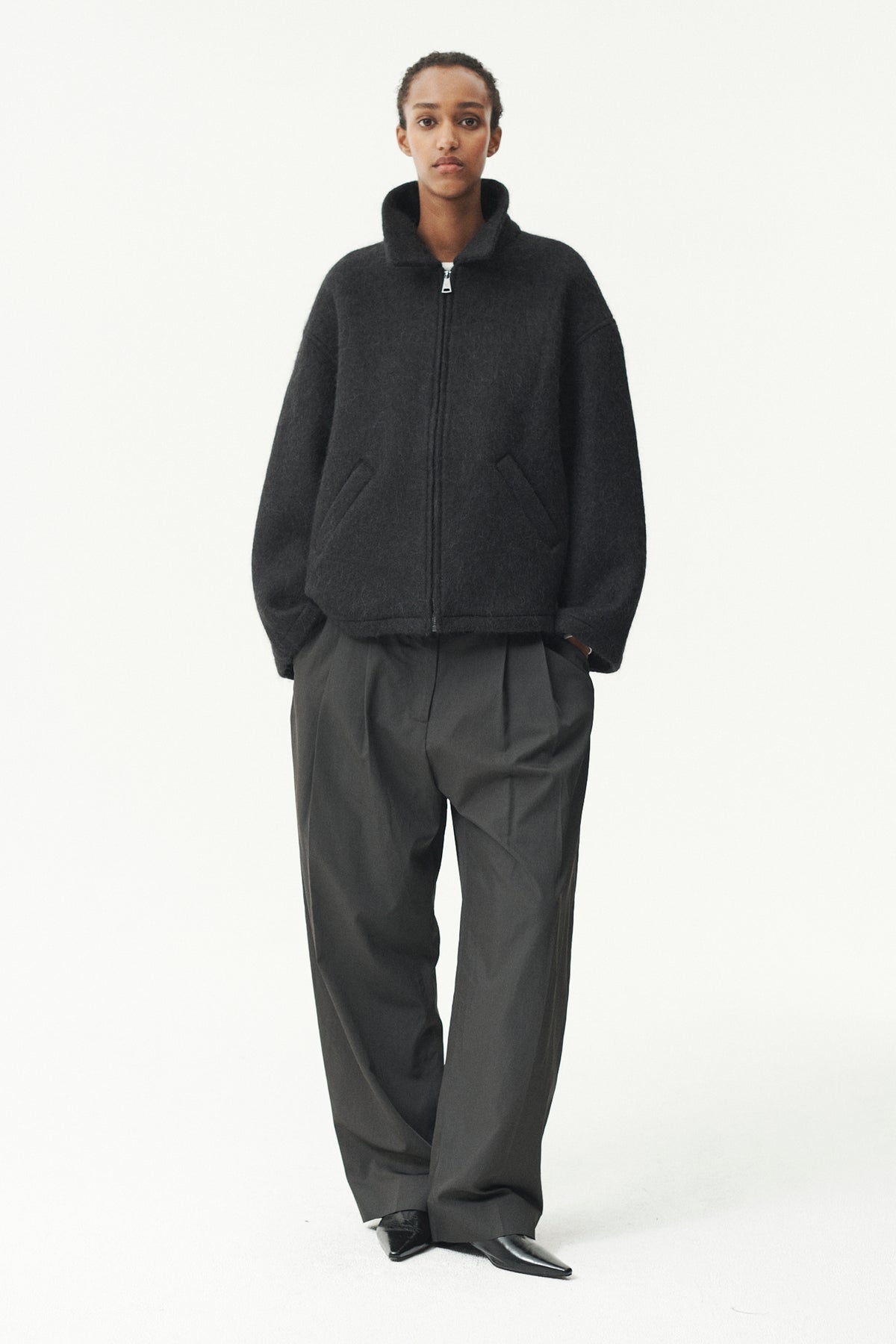 SHIRT JACKET FUZZY WOOL BOND AW26 BLACK
