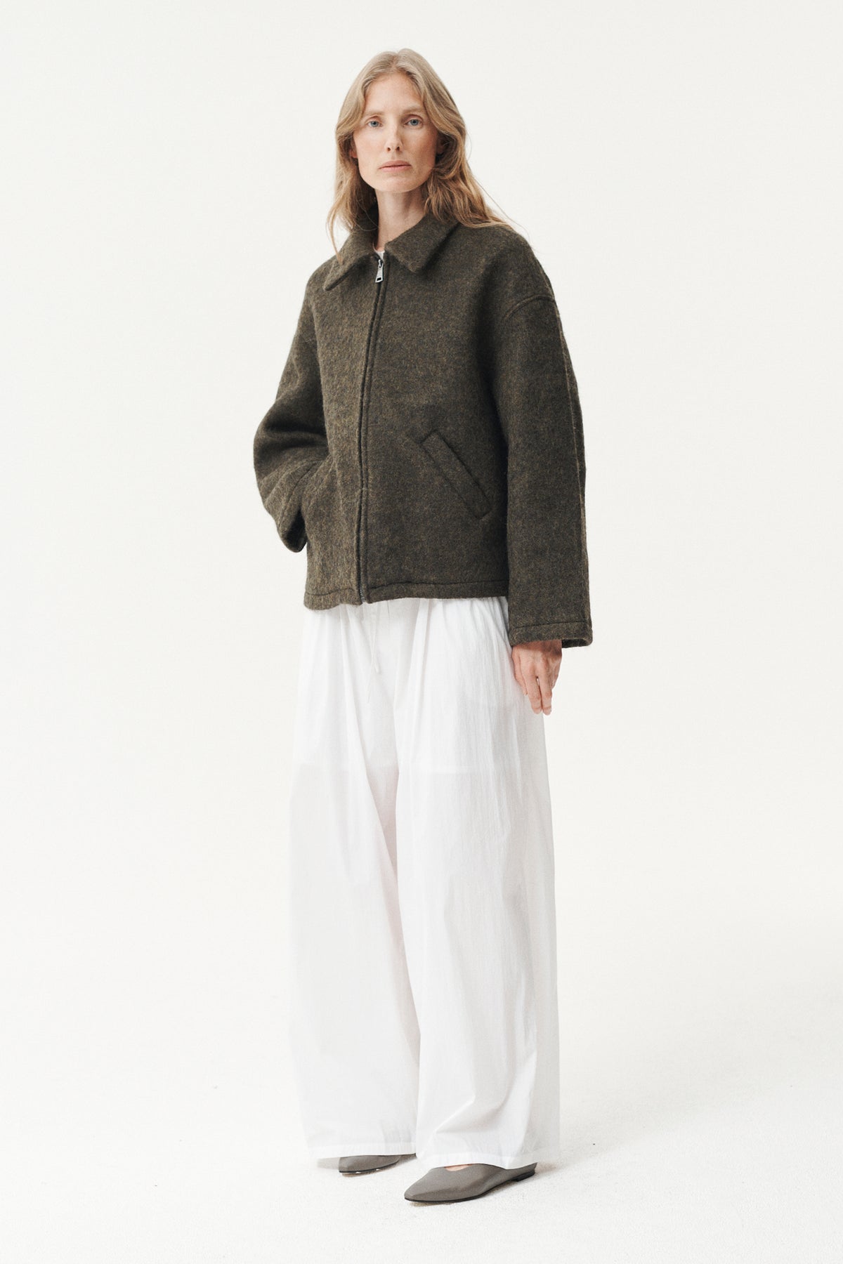 SHIRT JACKET FUZZY WOOL BOND AW26 GREEN