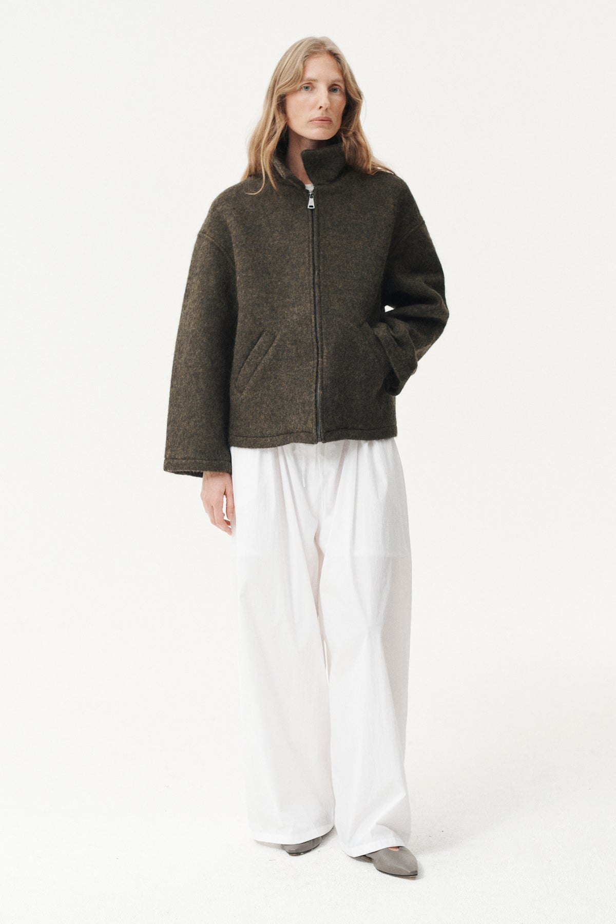 SHIRT JACKET FUZZY WOOL BOND AW26 GREEN