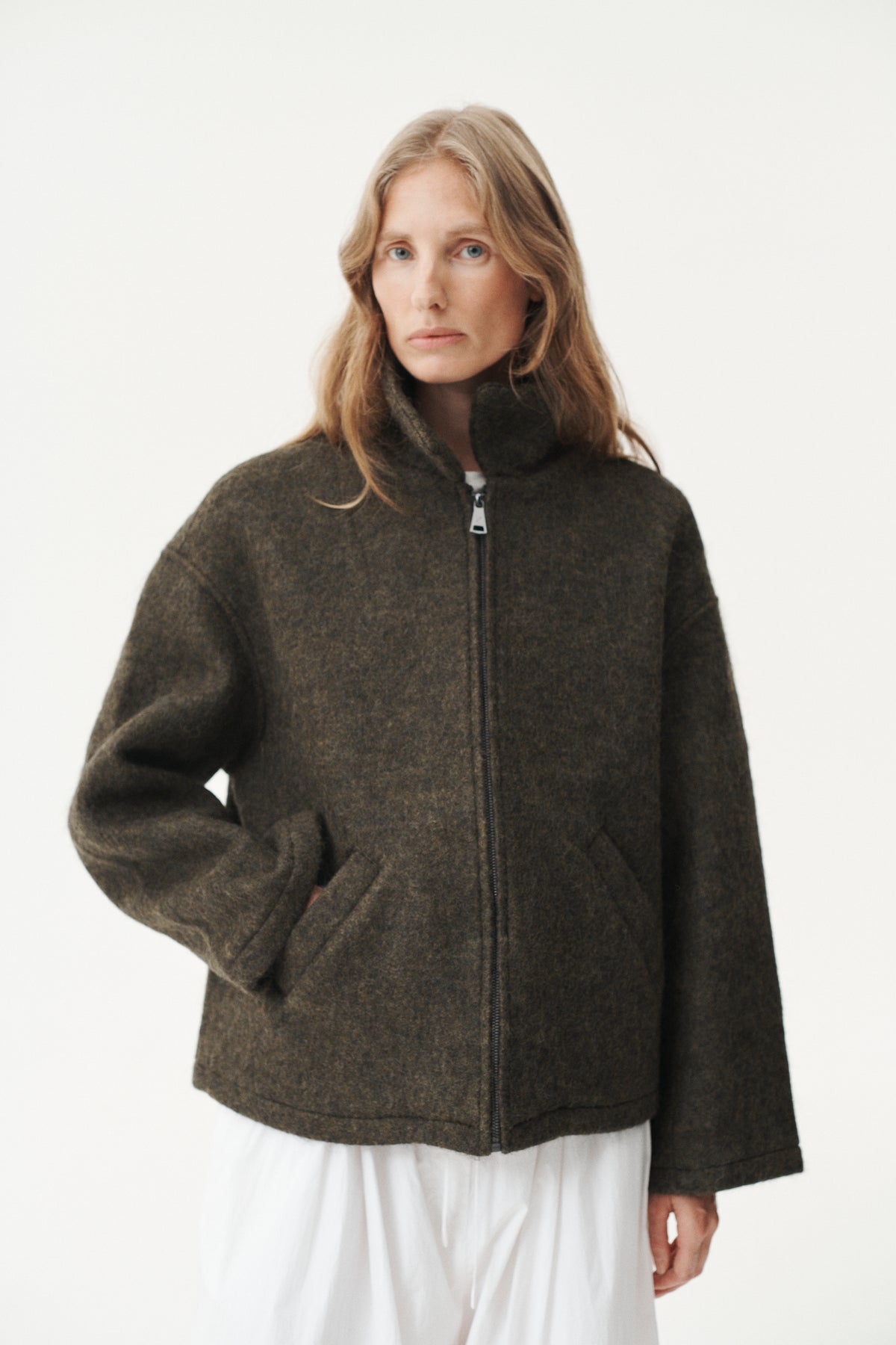 SHIRT JACKET FUZZY WOOL BOND AW26 GREEN
