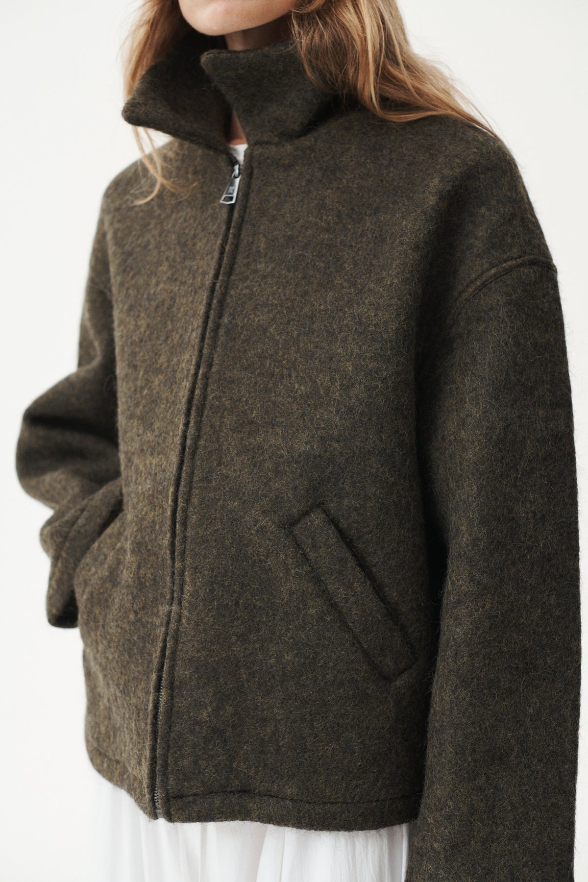 SHIRT JACKET FUZZY WOOL BOND AW26 GREEN