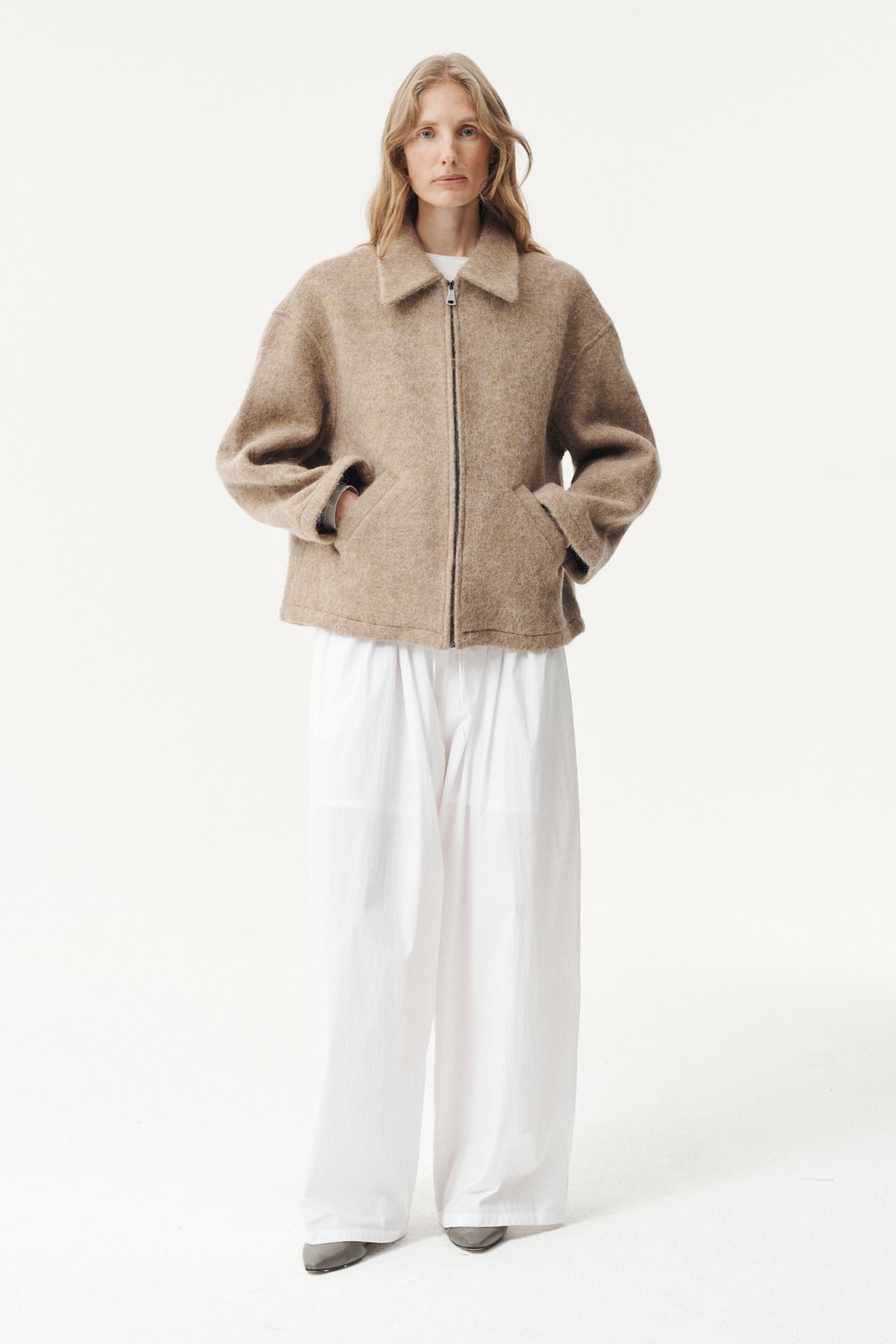 SHIRT JACKET FUZZY WOOL BOND AW26 CAMEL