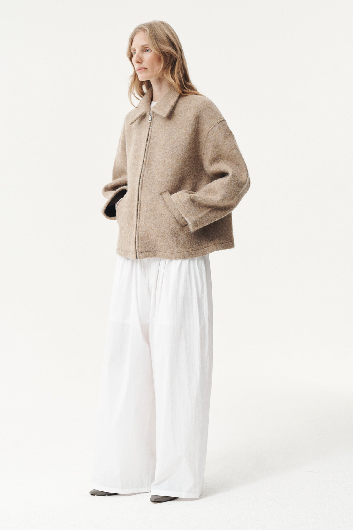 SHIRT JACKET FUZZY WOOL BOND AW26 CAMEL