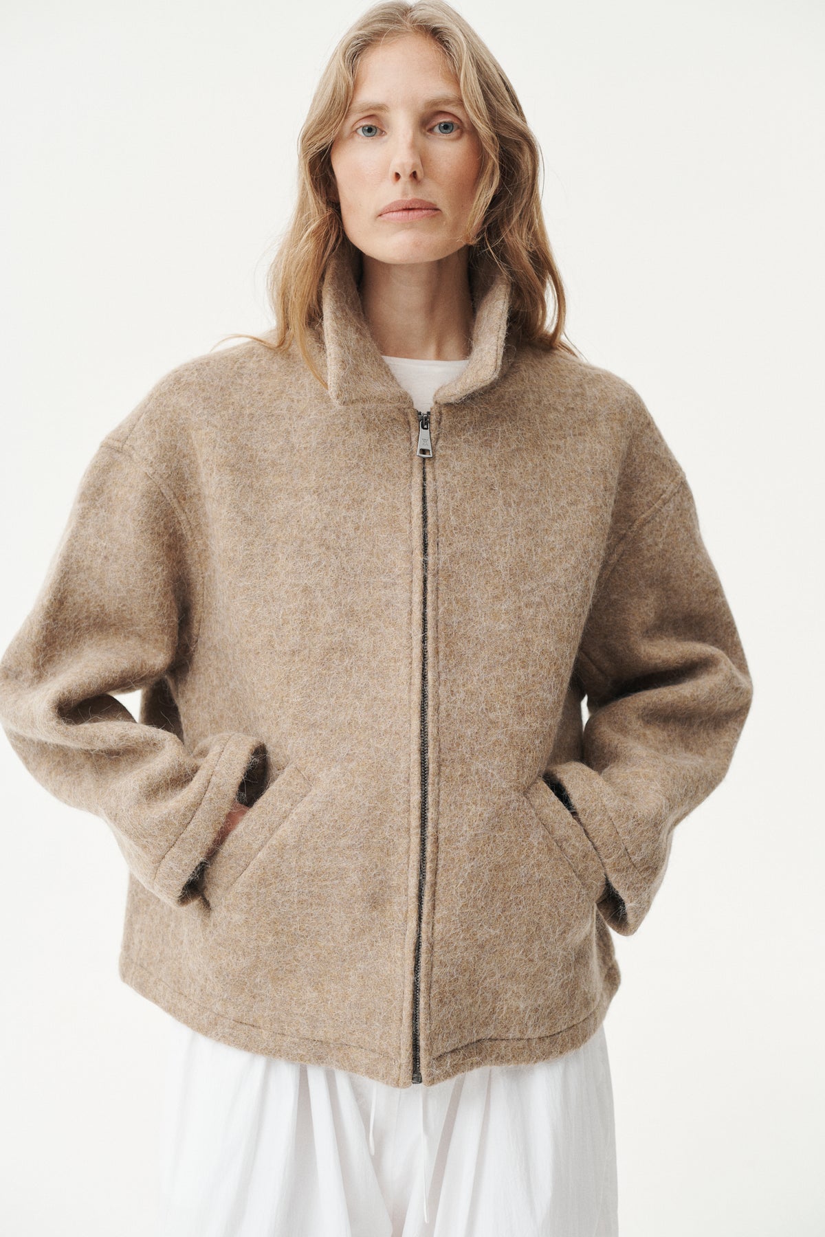 SHIRT JACKET FUZZY WOOL BOND AW26 CAMEL