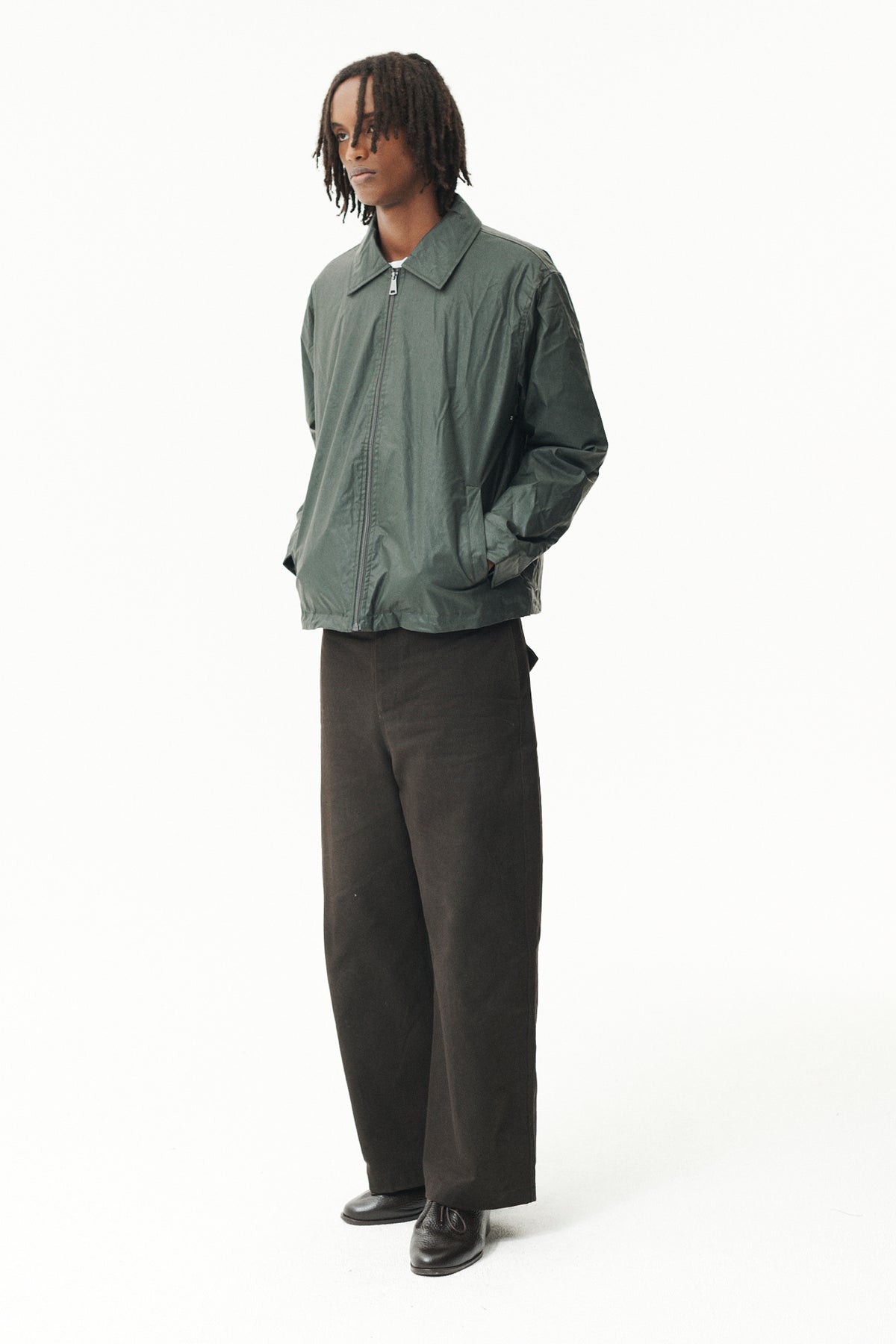 ZIP UP WAX CORDU AW26 DARK GREY GREEN