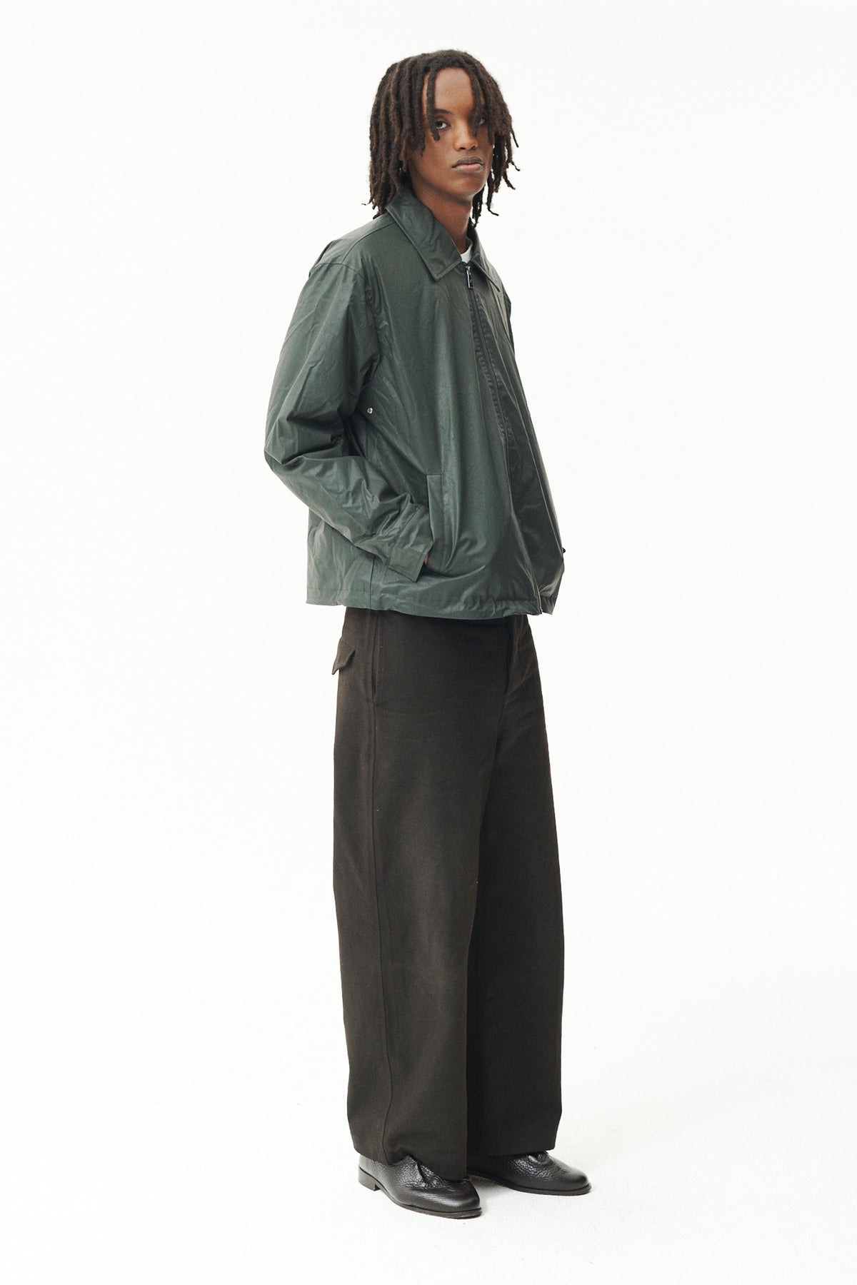 ZIP UP WAX CORDU AW26 DARK GREY GREEN