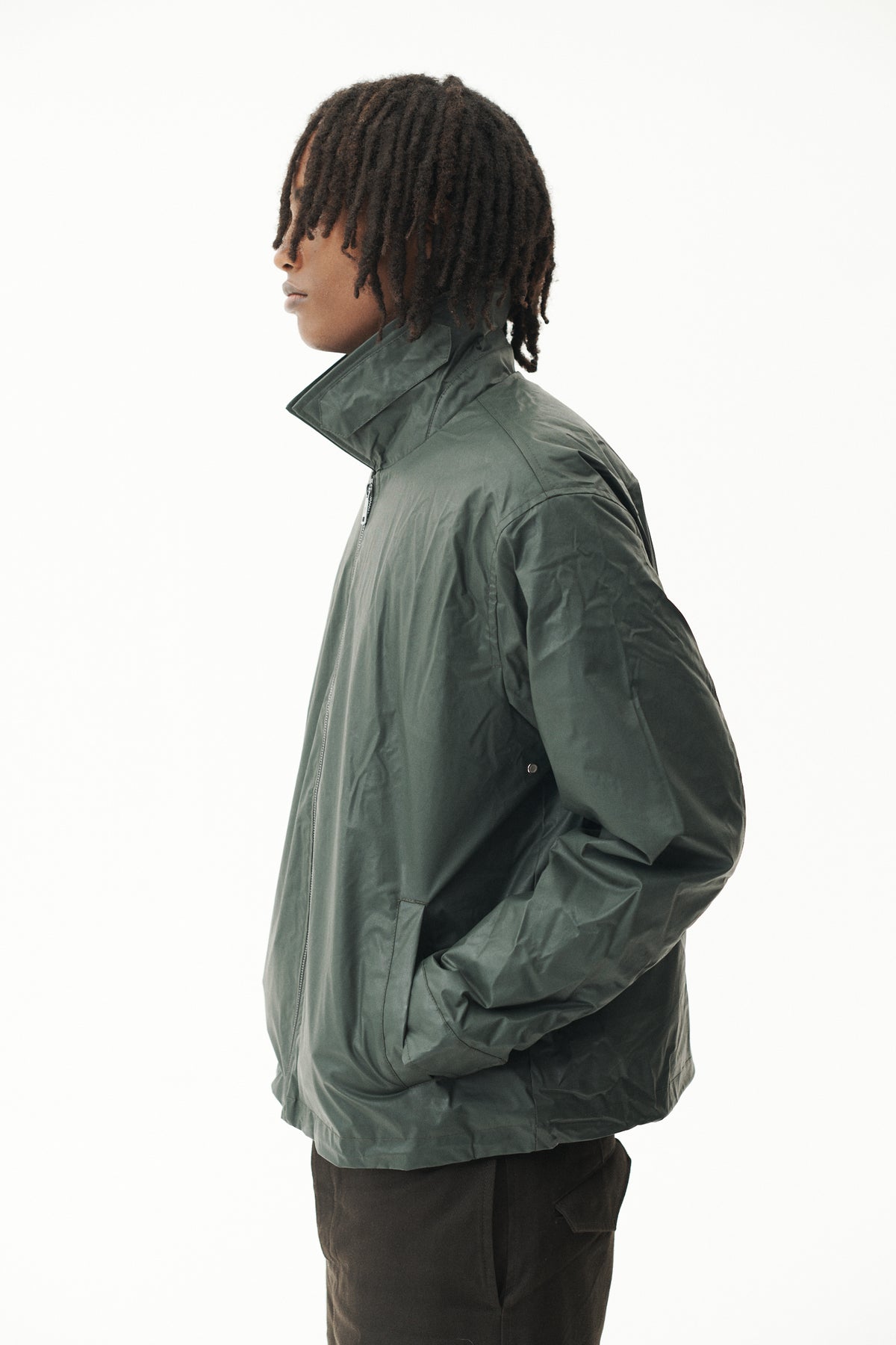 ZIP UP WAX CORDU AW26 DARK GREY GREEN