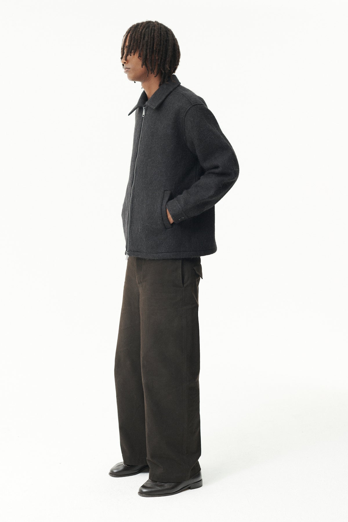 ZIP UP BONDED ALPACA WOOL AW26 BLACK