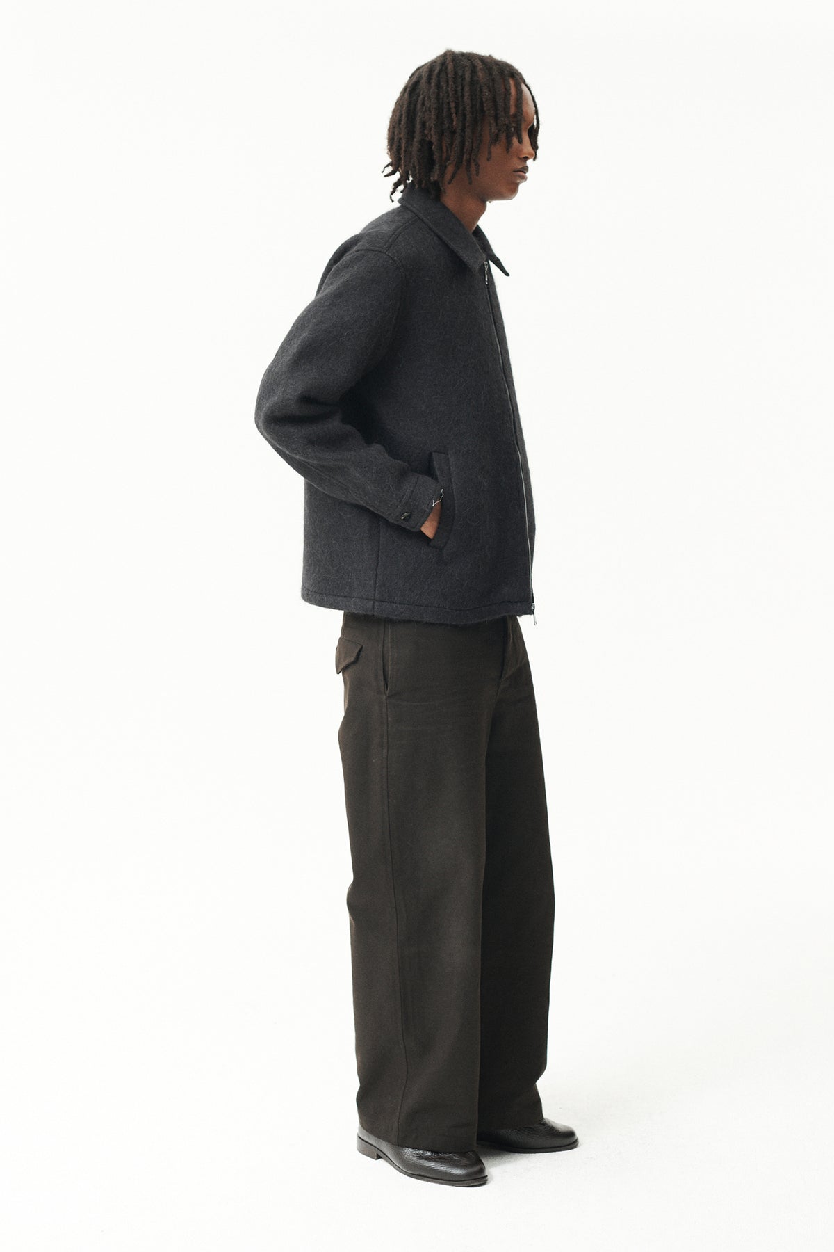 ZIP UP BONDED ALPACA WOOL AW26 BLACK