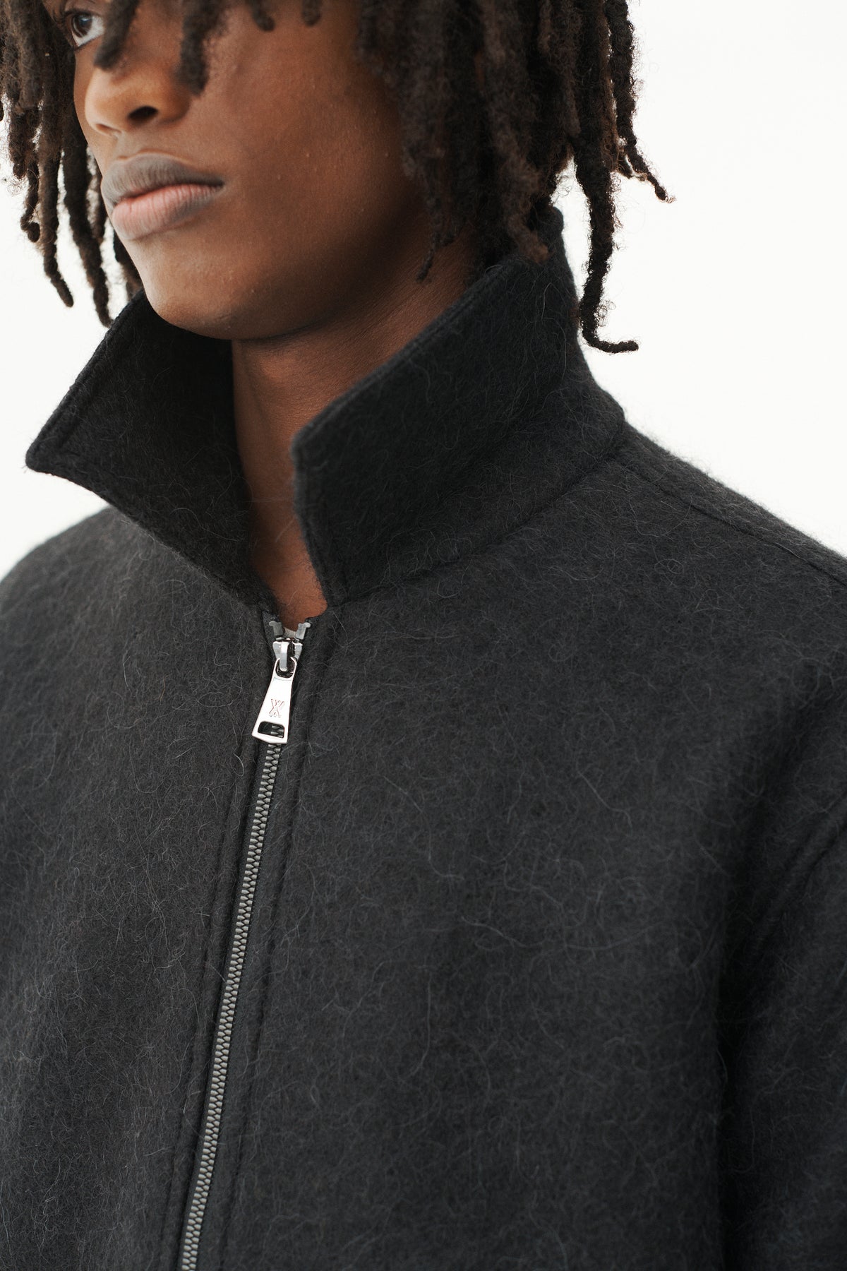 ZIP UP BONDED ALPACA WOOL AW26 BLACK