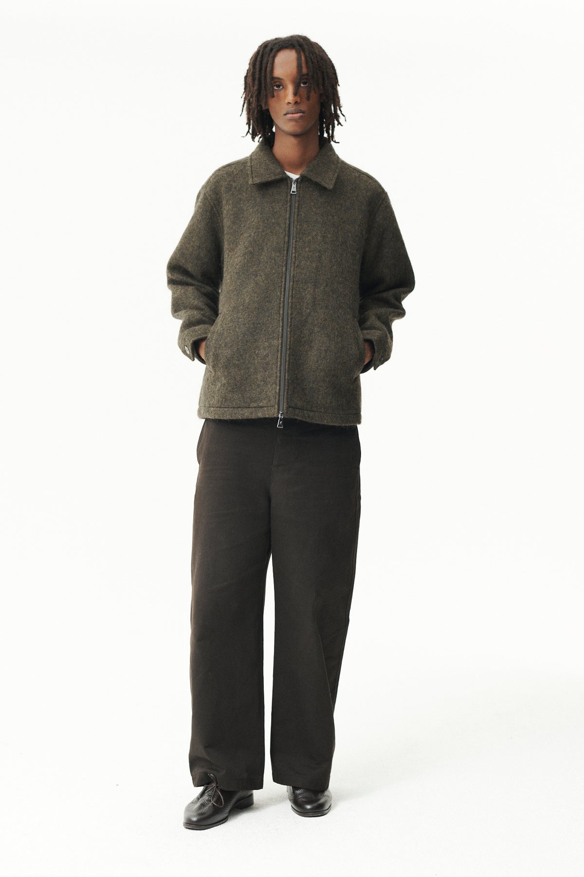 ZIP UP BONDED ALPACA WOOL AW26 GREEN