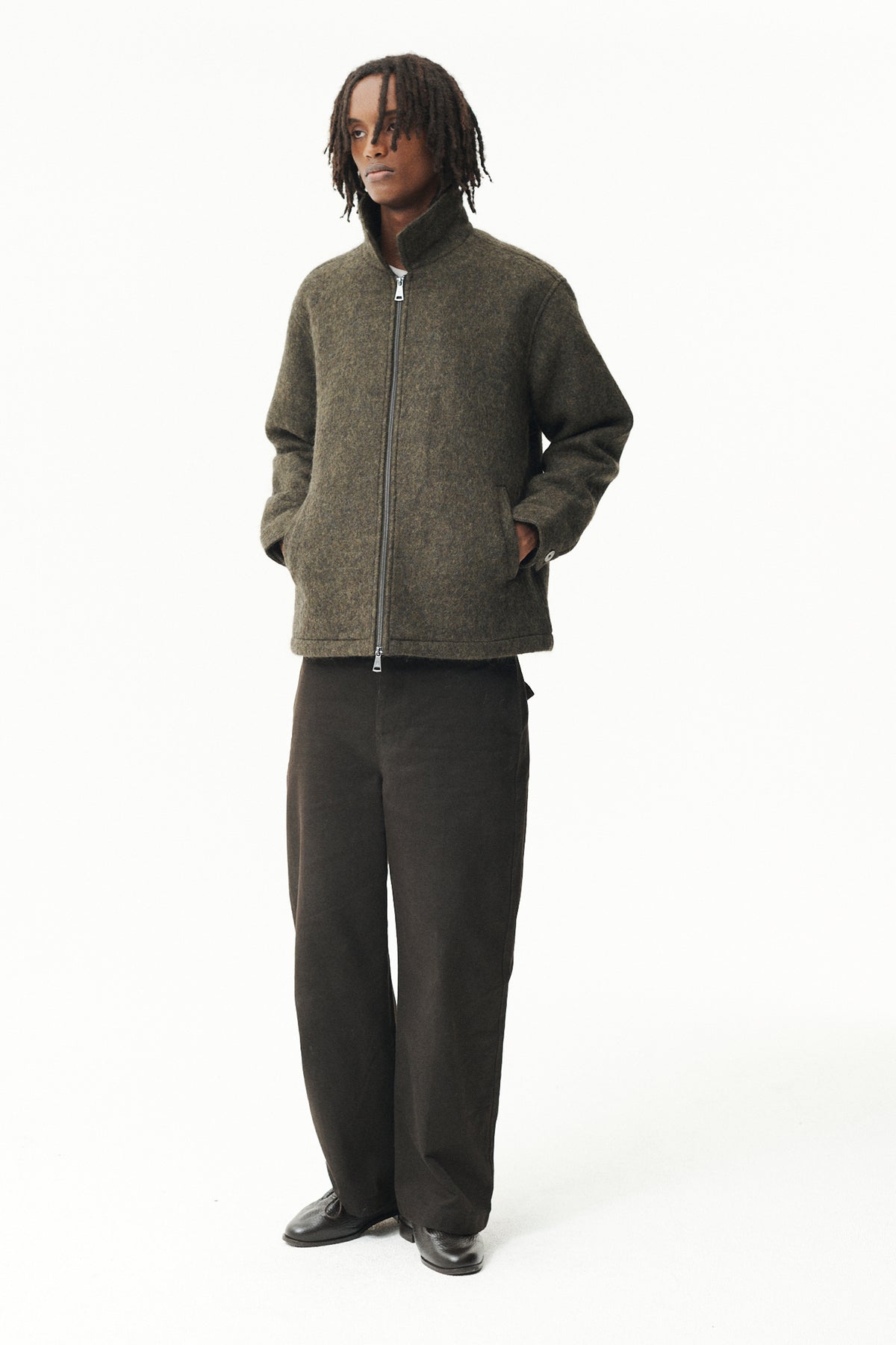 ZIP UP BONDED ALPACA WOOL AW26 GREEN