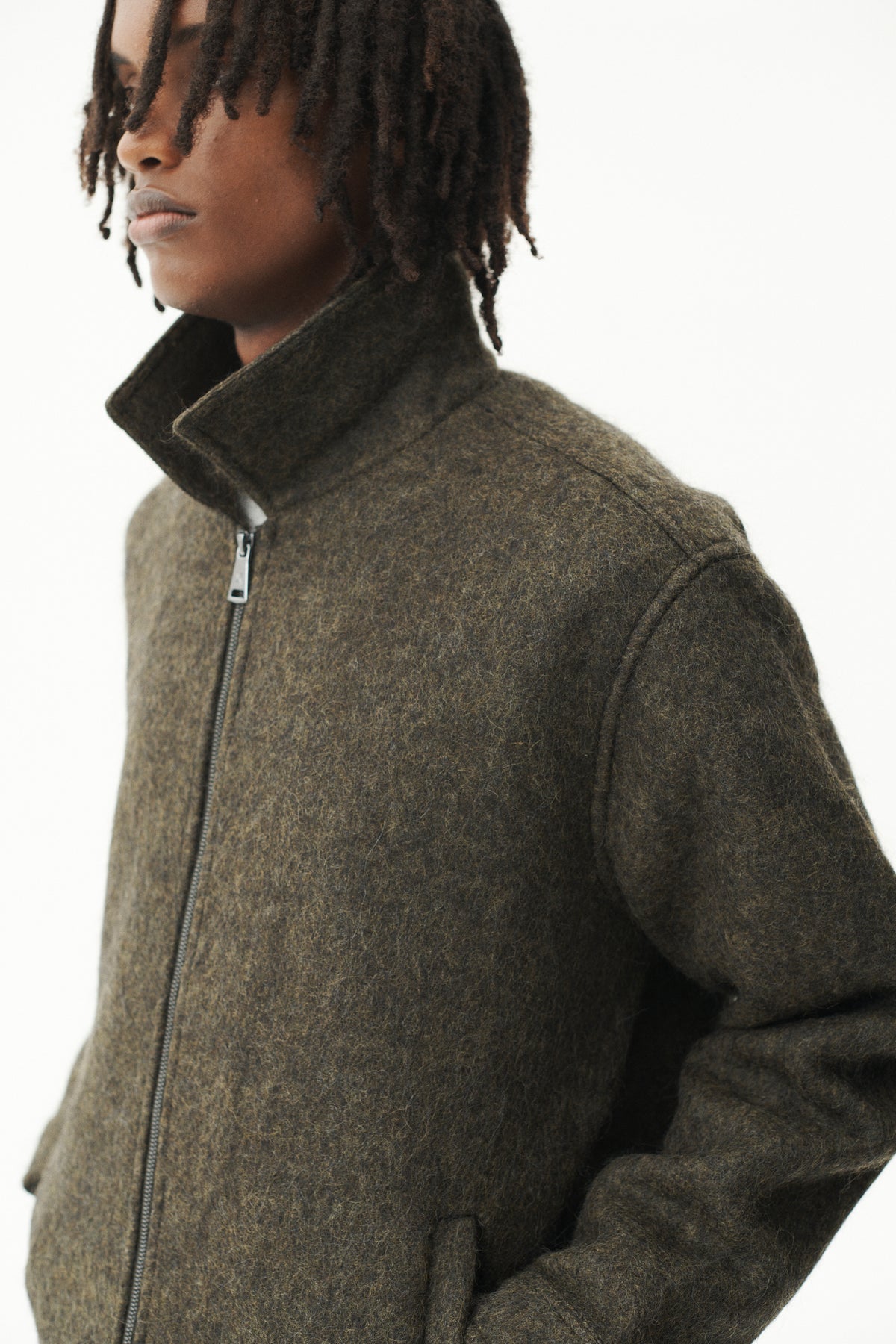 ZIP UP BONDED ALPACA WOOL AW26 GREEN